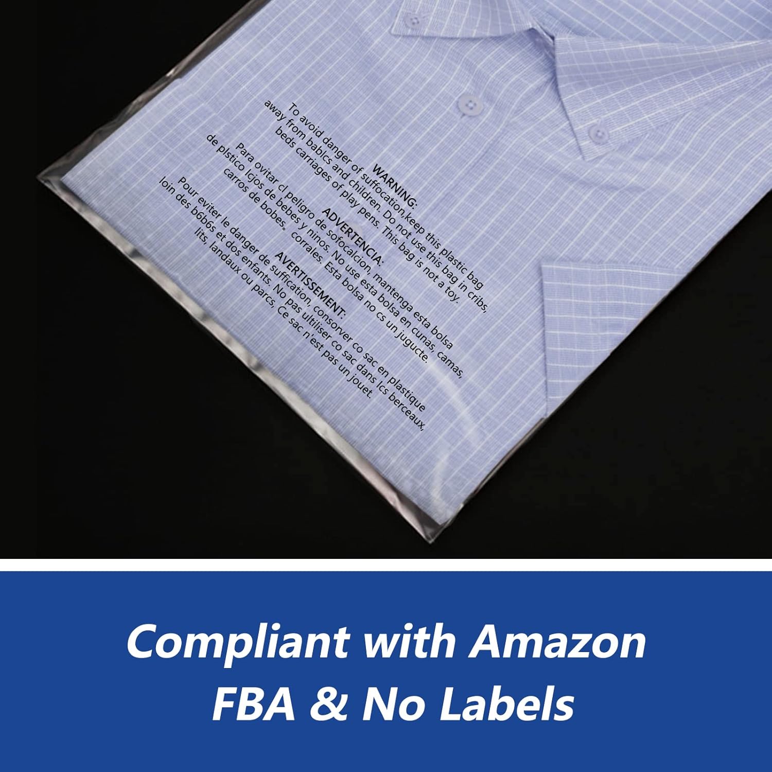 Bolsas de polietileno transparente autosellantes de 18 x 24 pulgadas (100 unidades) con advertencia de asfixia para embalaje, camisetas y Logística