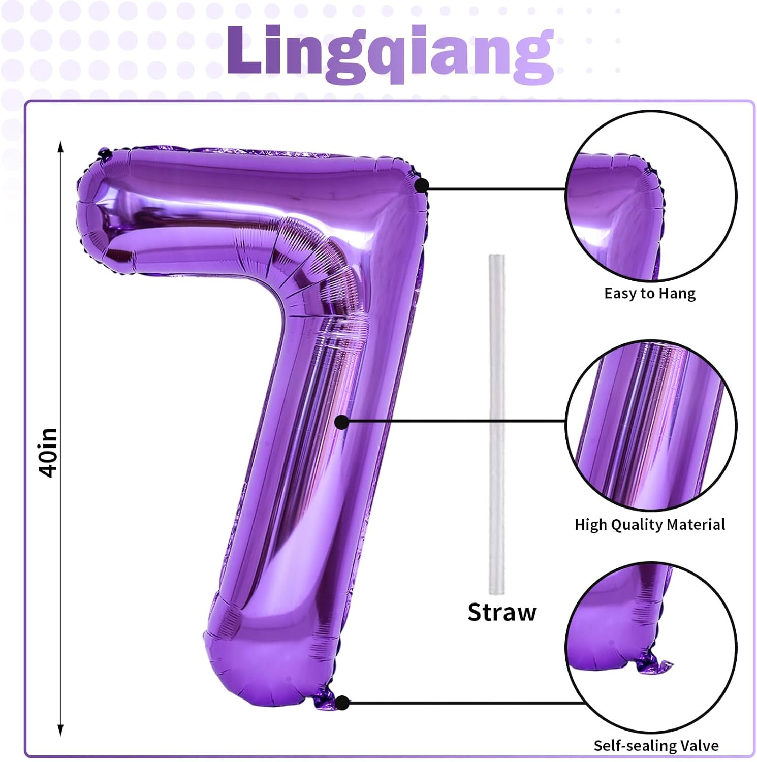 Globos morados de cumpleaños del número 70, globos grandes de 40 pulgadas de papel de aluminio de Mylar morado con el número 7 y 0 para mujeres,