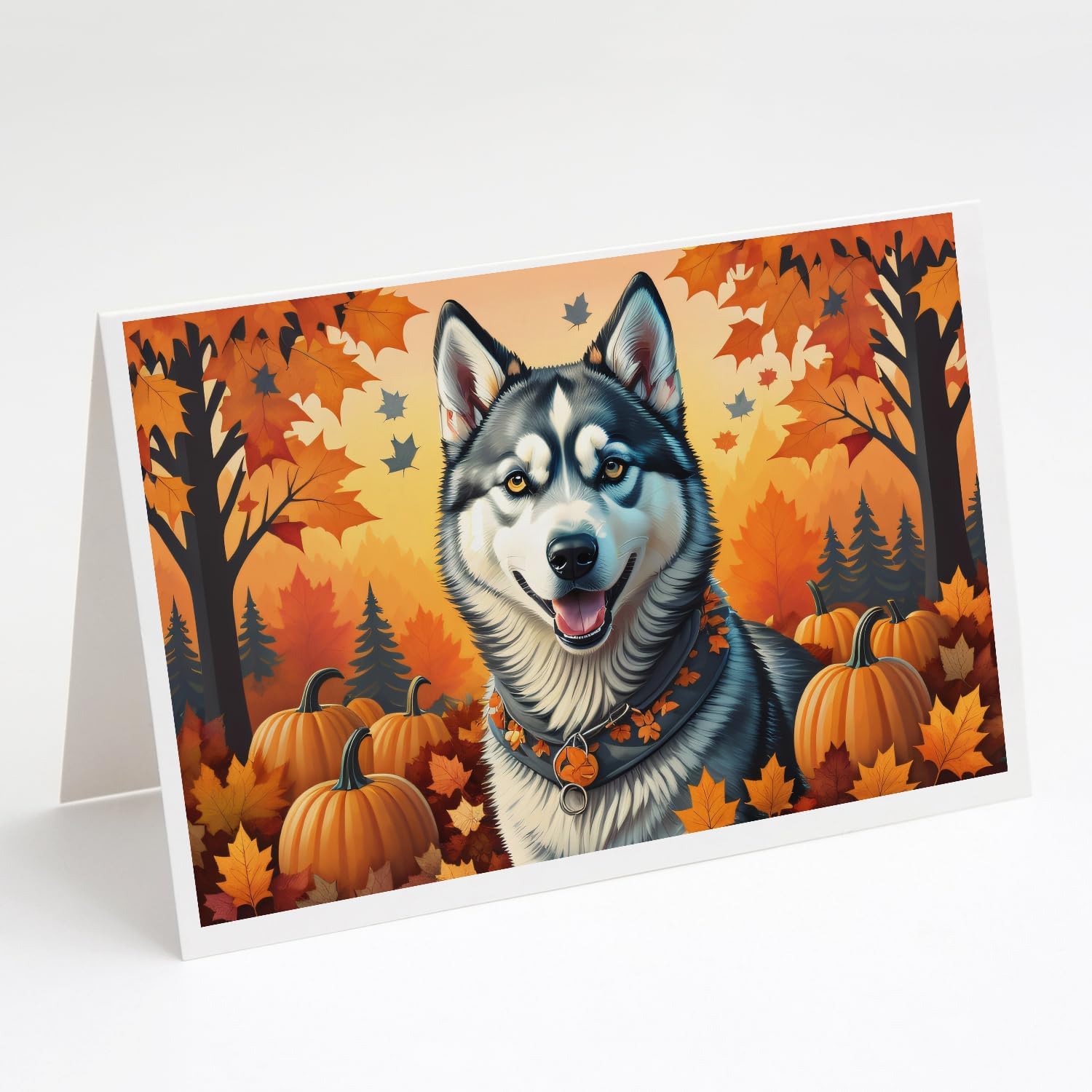 Caroline’s Treasures DAC1074GCA7P Siberian Husky Fall Greeting Cards and Envelopes Pack of 8 Blank Cards with Envelopes Whimsical A7 Size 5×7 Blank