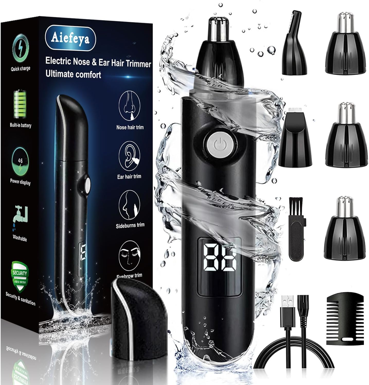 Recortadora de vello de nariz para hombres, recortadora profesional sin dolor de cejas, facial y nariz para hombres y mujeres, IPX7 impermeable,
