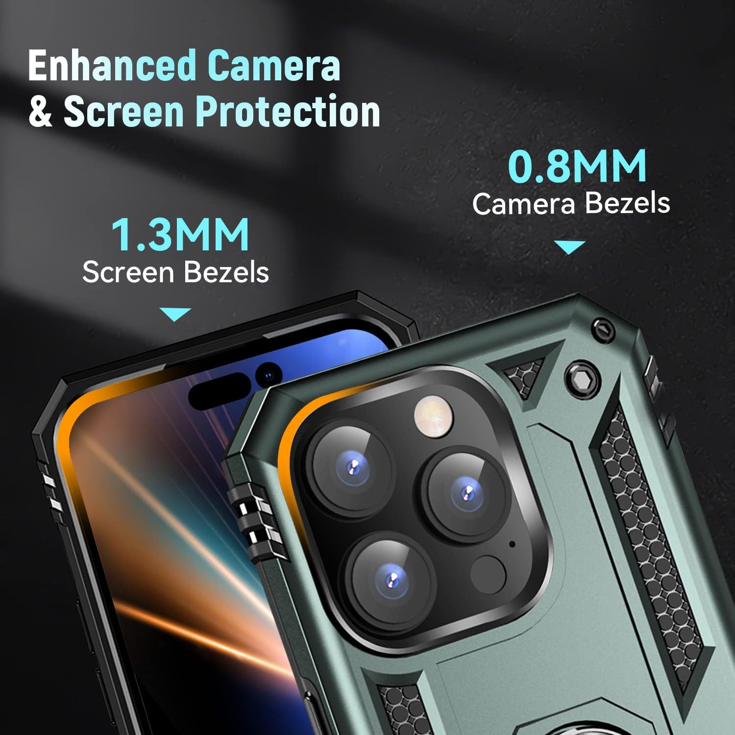 ZOEII Funda para iPhone 13 Pro, con soporte, funda de grado militar a prueba de golpes para iPhone 13 Pro, 6.1 pulgadas, verde
