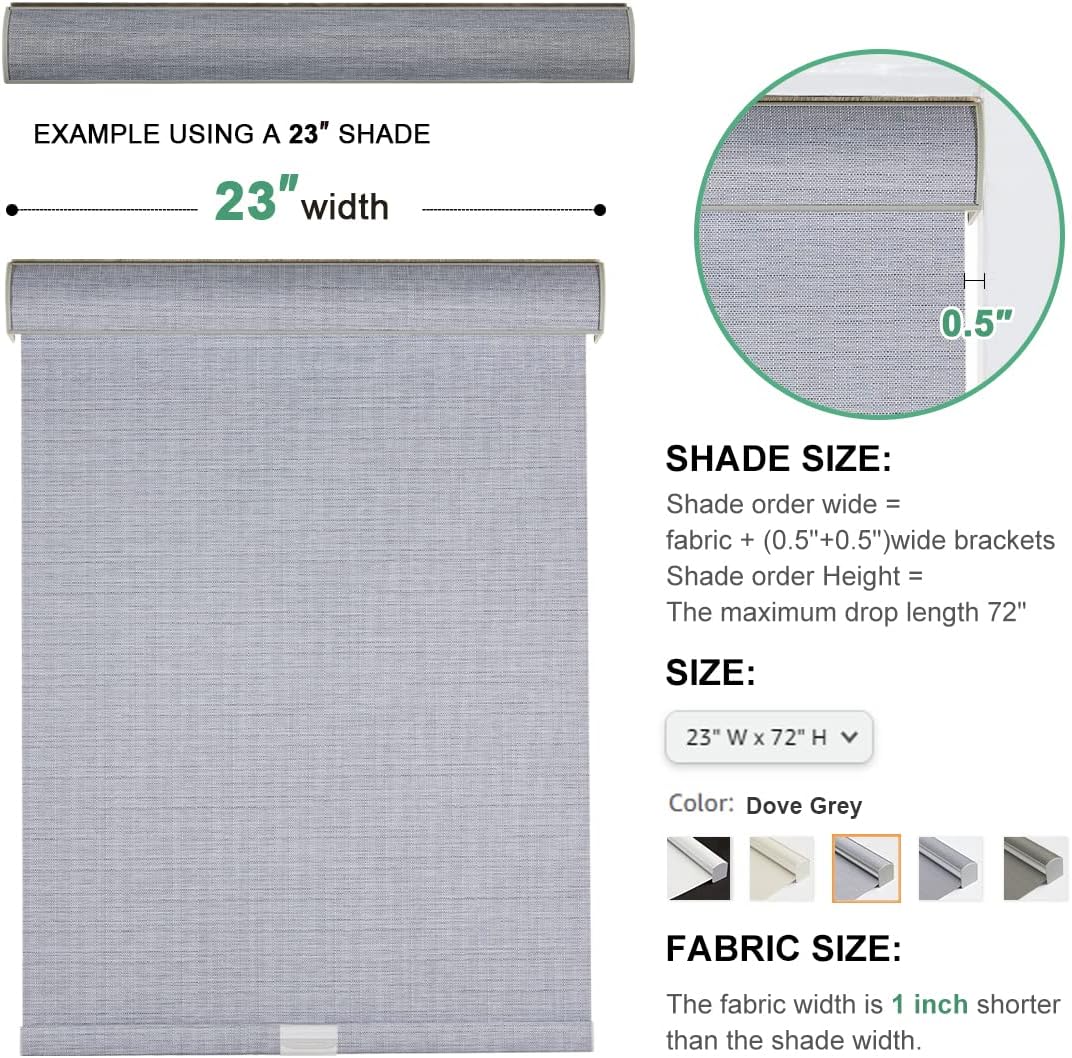 Persianas enrollables 100 % opacas sin cordones de tamaño personalizado para ventana, cortadas a medida, tela con textura, protección UV,