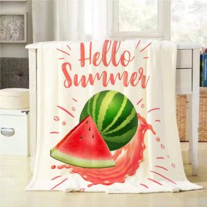 Mugod Manta con estampado de sandía, con letras rojas, decoración de Hello Summer, suave, cálida y acogedora, manta de felpa de franela para bebés, Mugod Manta con estampado de sandía, con letras rojas, decoración de Hello Summer, suave, cálida y acogedora, manta de felpa de franela para bebés,