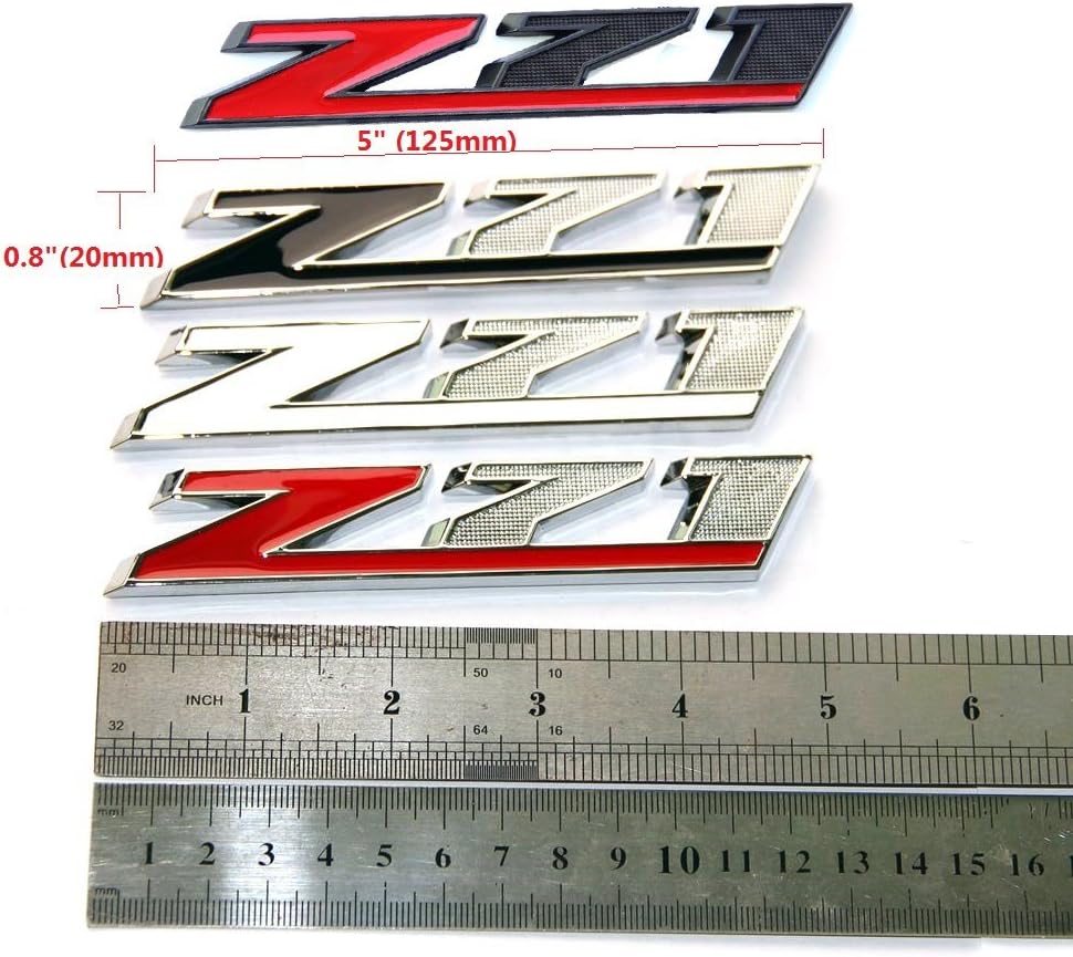2pack OEM Z71 Emblem Badges 3D Compatible with Silverado 1500 2500Hd Sierra Tahoe Suburban (Matte Black red)