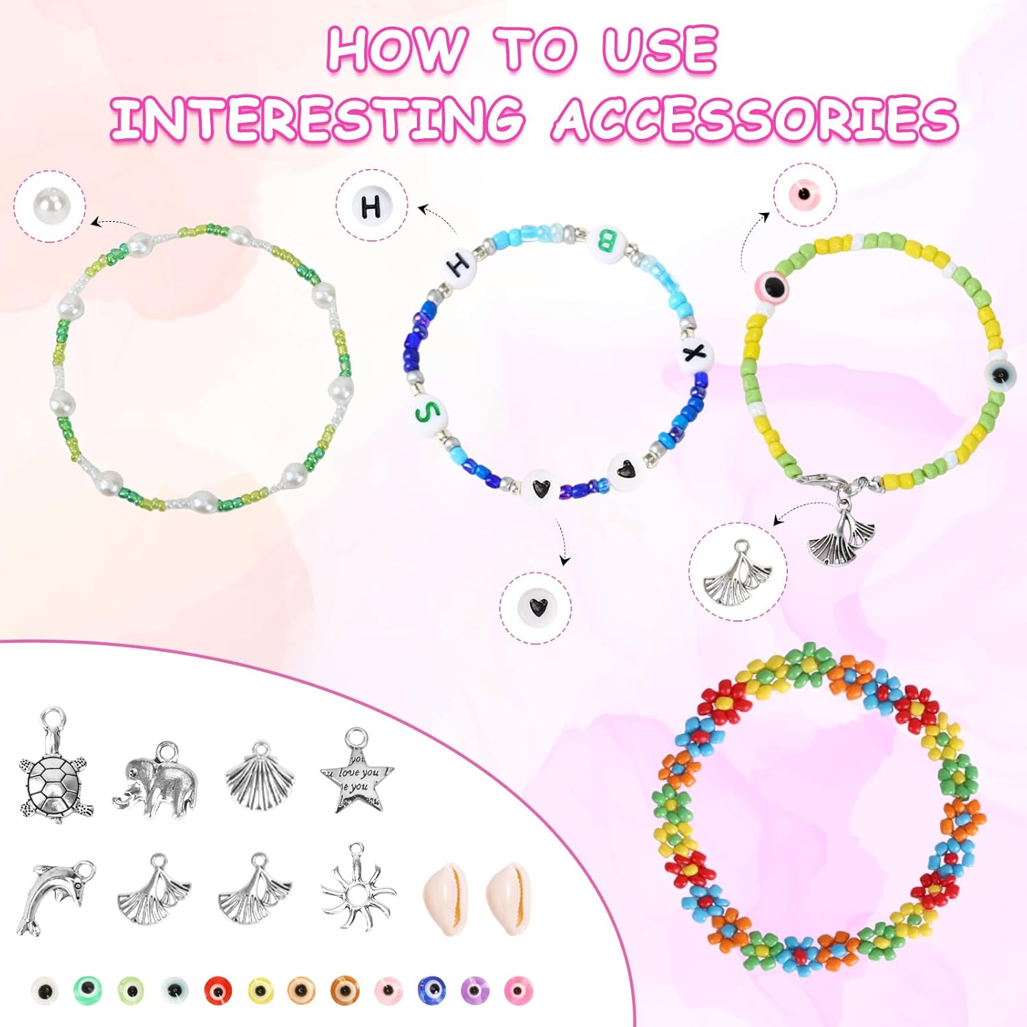 QUEFE Juego de 3460 cuentas de cristal de 0.157 pulgadas para hacer joyas, kit de fabricación de pulseras, kit de cuentas de cintura pequeñas de 24