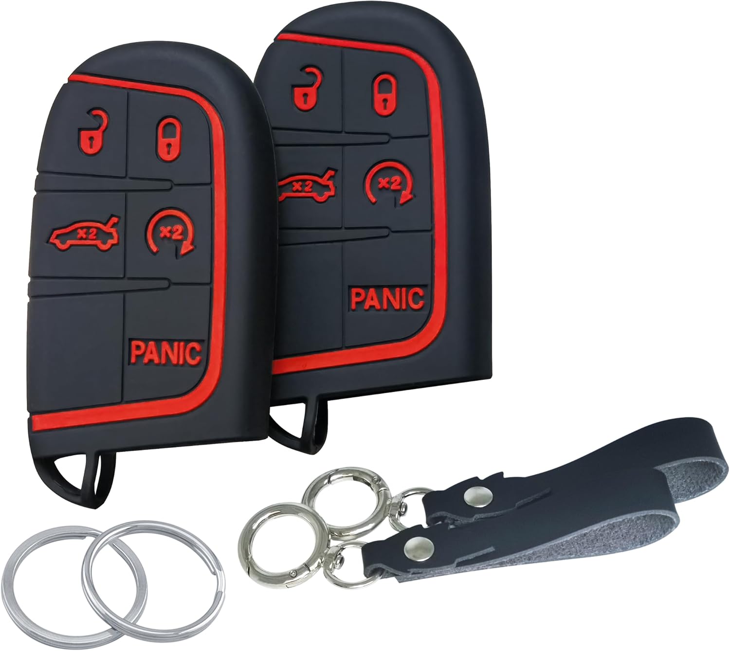 2 fundas de silicona para llavero inteligente para Jeep Grand Cherokee Dodge Challenger Charger Durango Journey Chrysler 200 300 Ram 2022 2021-2011