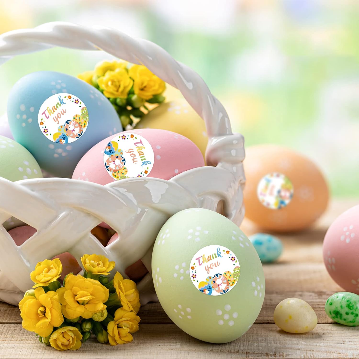 Rollos de calcomanías de agradecimiento de 1.5 pulgadas, 500 unidades de huevos de Pascua para pequeñas empresas, calcomanías redondas para bolsas