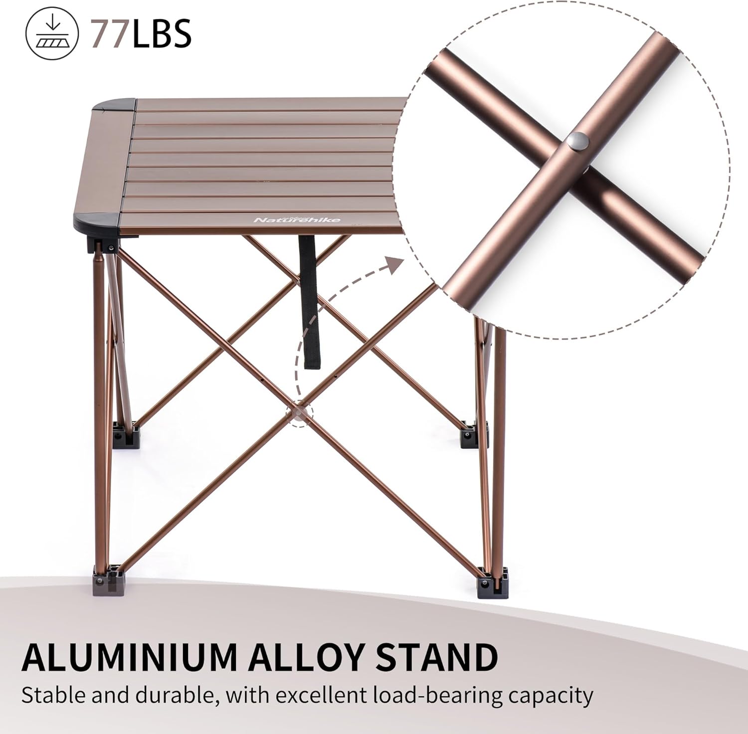 Naturehike Mesa de campamento ultraligera de 20.7 pulgadas, mesa de aluminio portátil con bolsa de transporte, mesa de campamento cuadrada