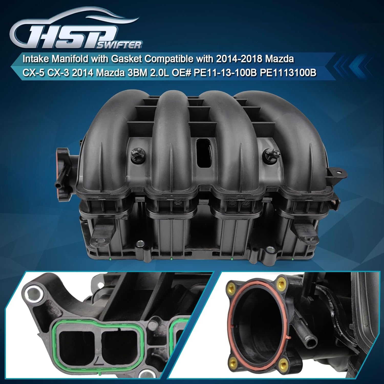 Colector de admisión con junta compatible con Mazda CX-5 CX-3 2014-2018 Mazda 3BM 2.0L OE# PE11-13-100B PE111313100B