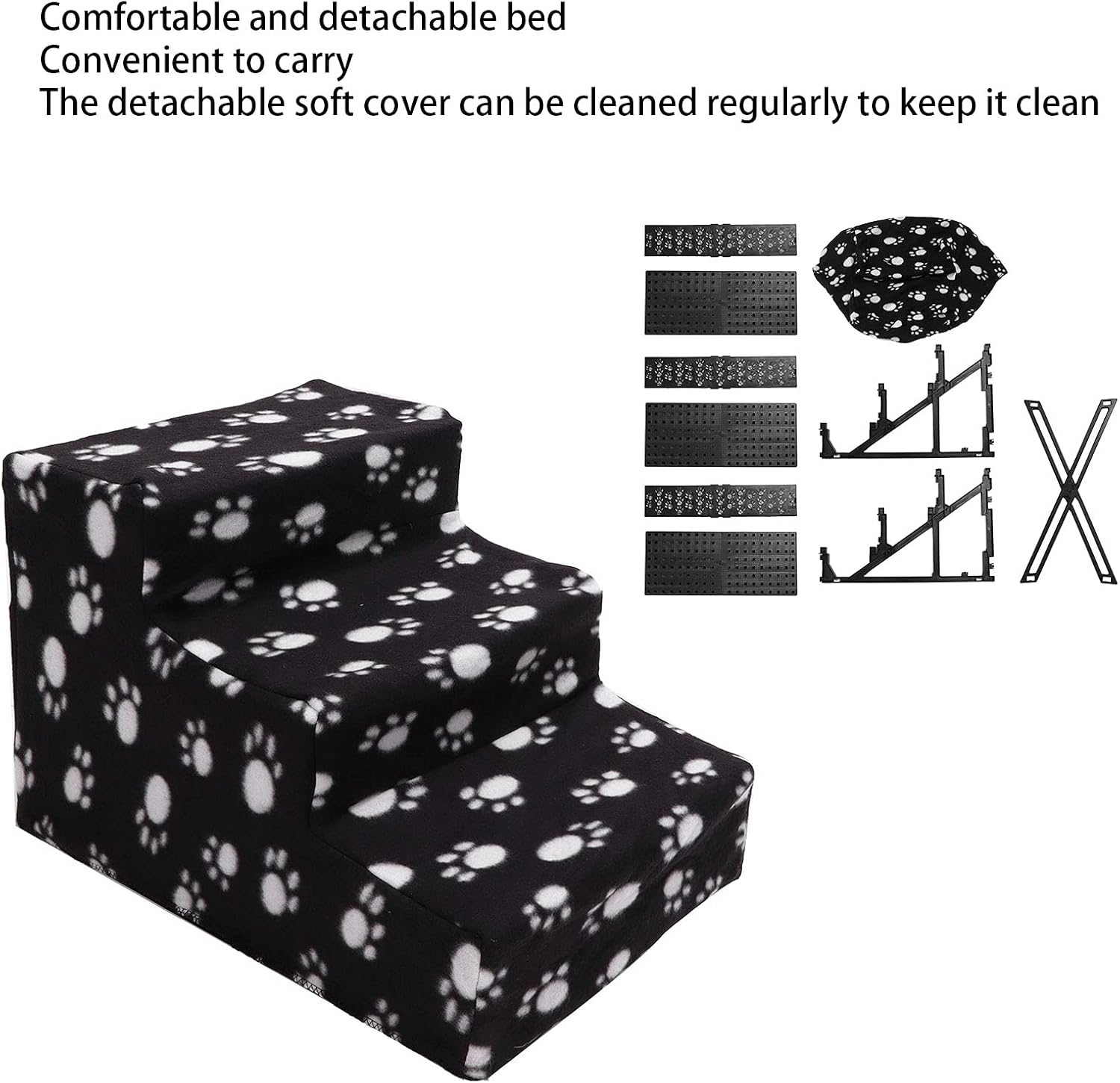 Escaleras para mascotas, escalera de escalada para mascotas, 3 niveles, portátil, antideslizante, escaleras extraíbles para perros y gatos