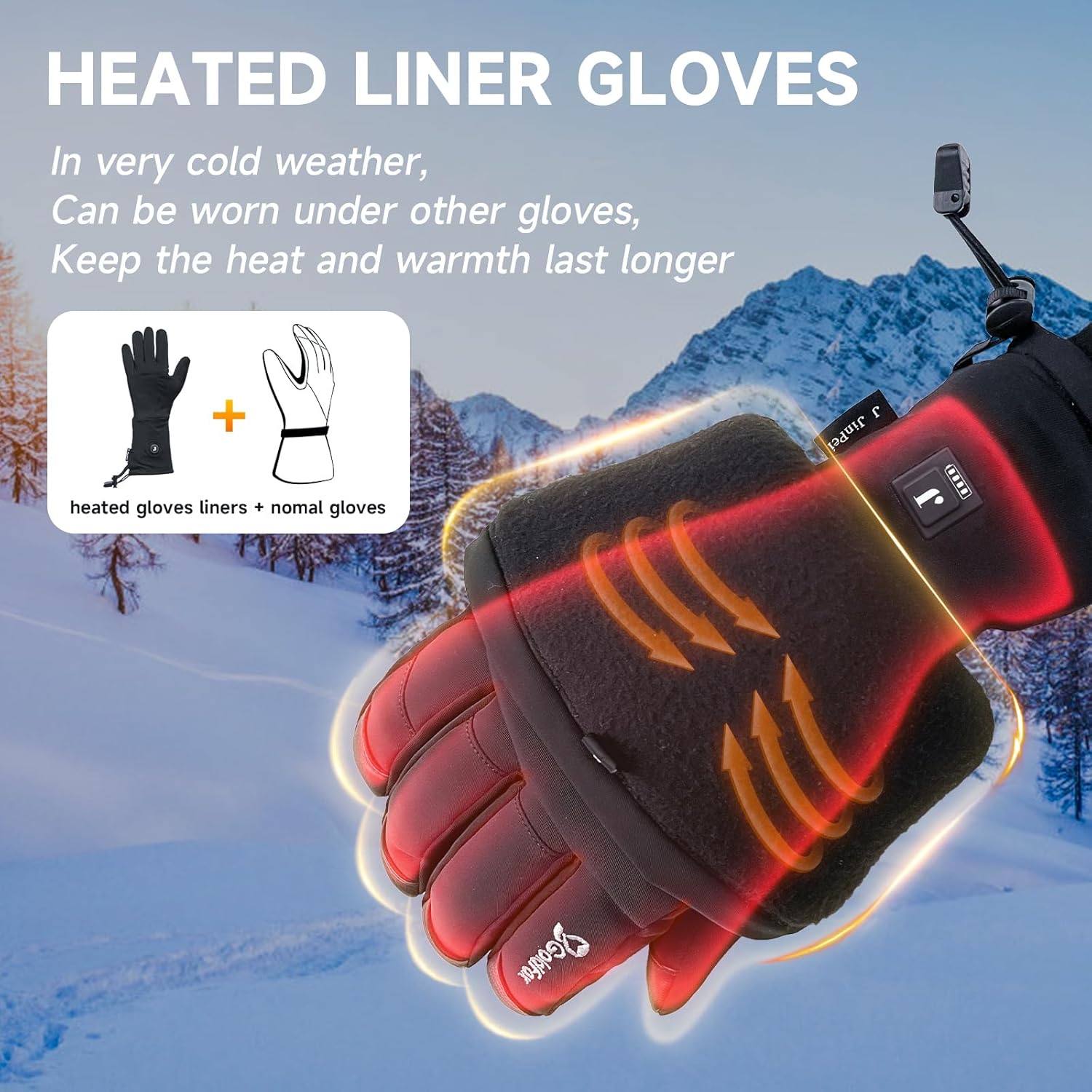 Guantes térmicos para hombres y mujeres, guantes delgados para calentar con batería eléctrica recargable de invierno, guantes térmicos para