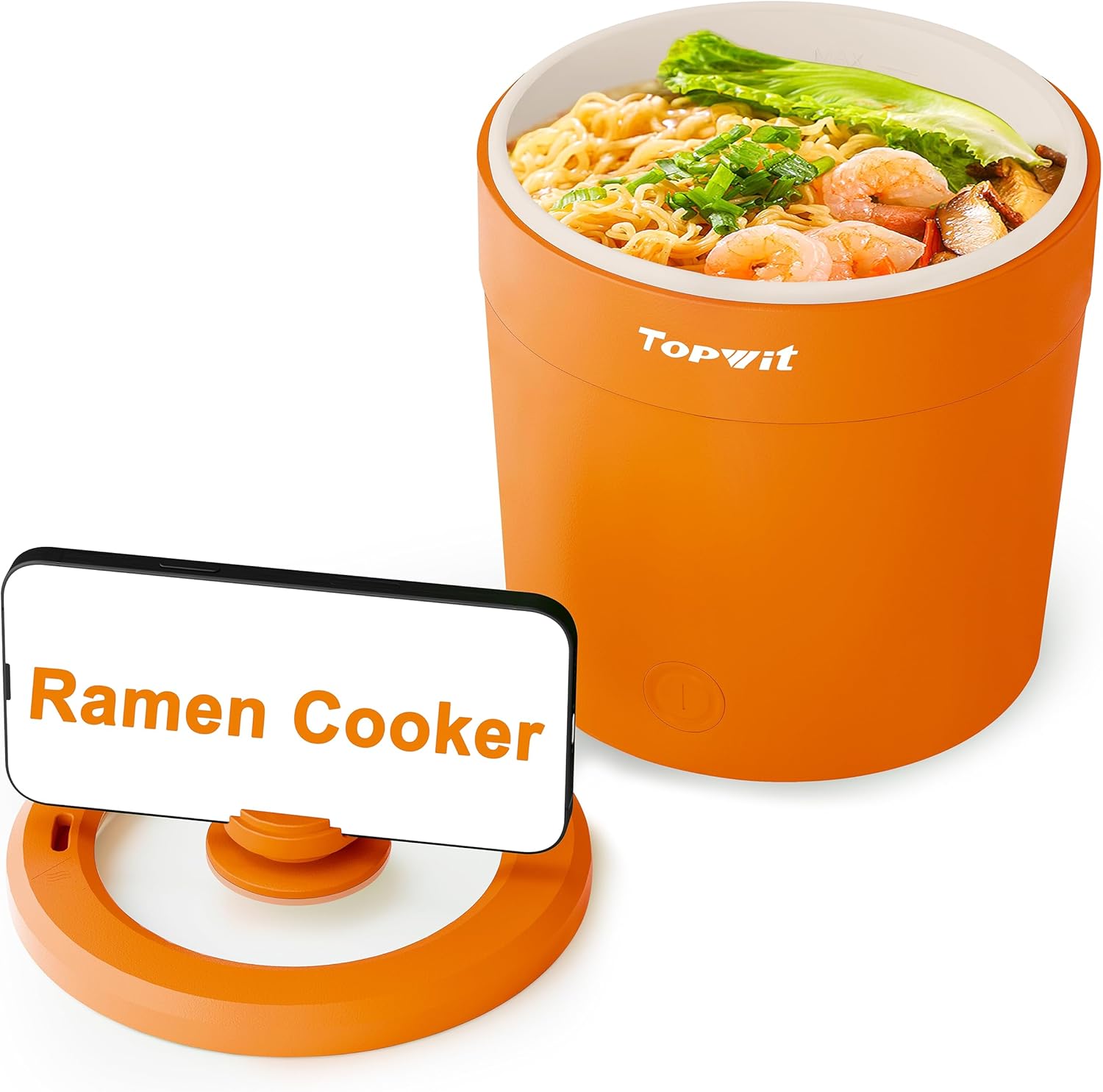 Topwit Ramen Cooker – Mini olla eléctrica de 1 litro para fideos, pasta, bistec, huevo con sobrecalentamiento y protección contra hervir en seco,