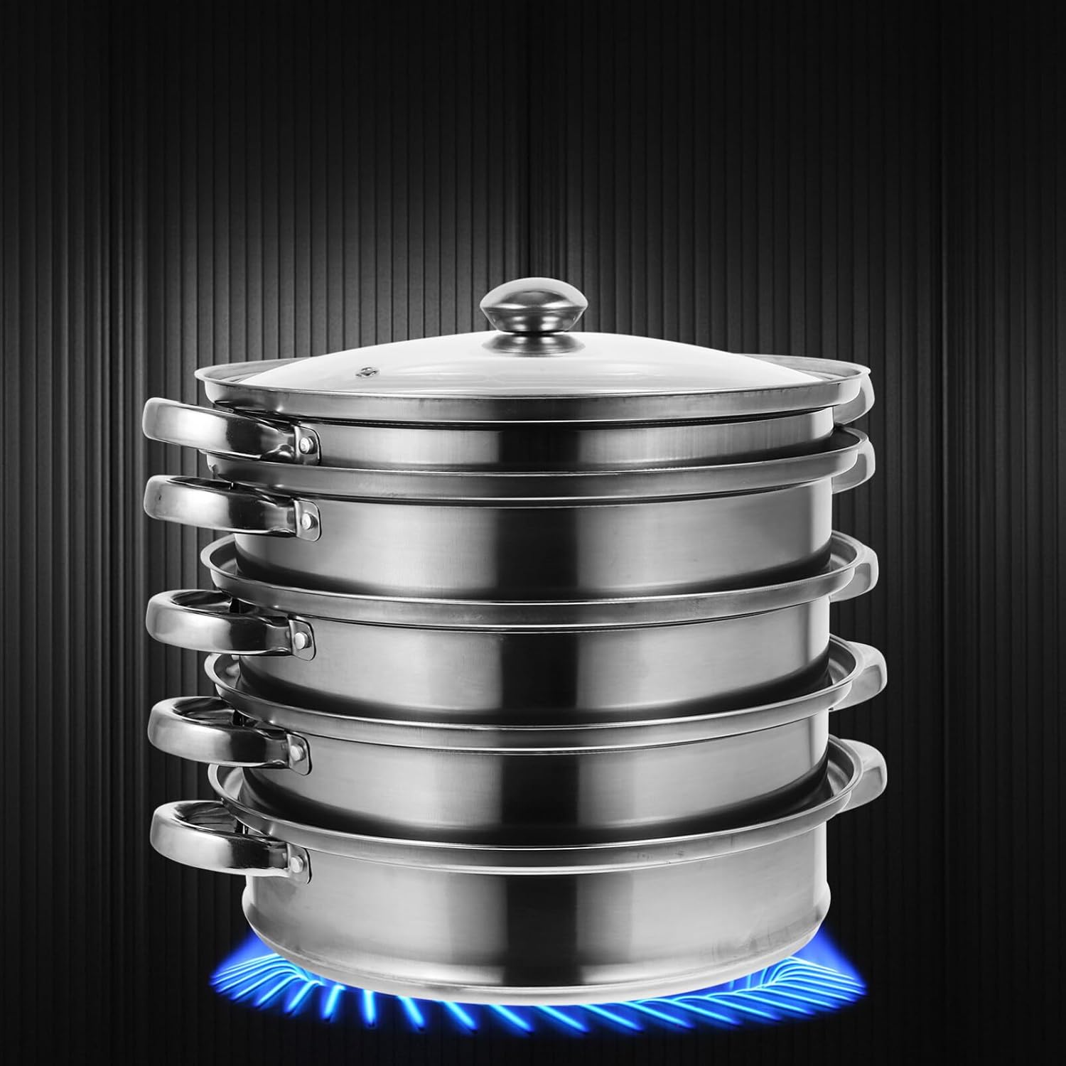 Angoily Vaporizador de alimentos Verduras asiáticas Olla grande Olla de sopa grande Ollas Utensilios de cocina Juegos de vapor para cocinar