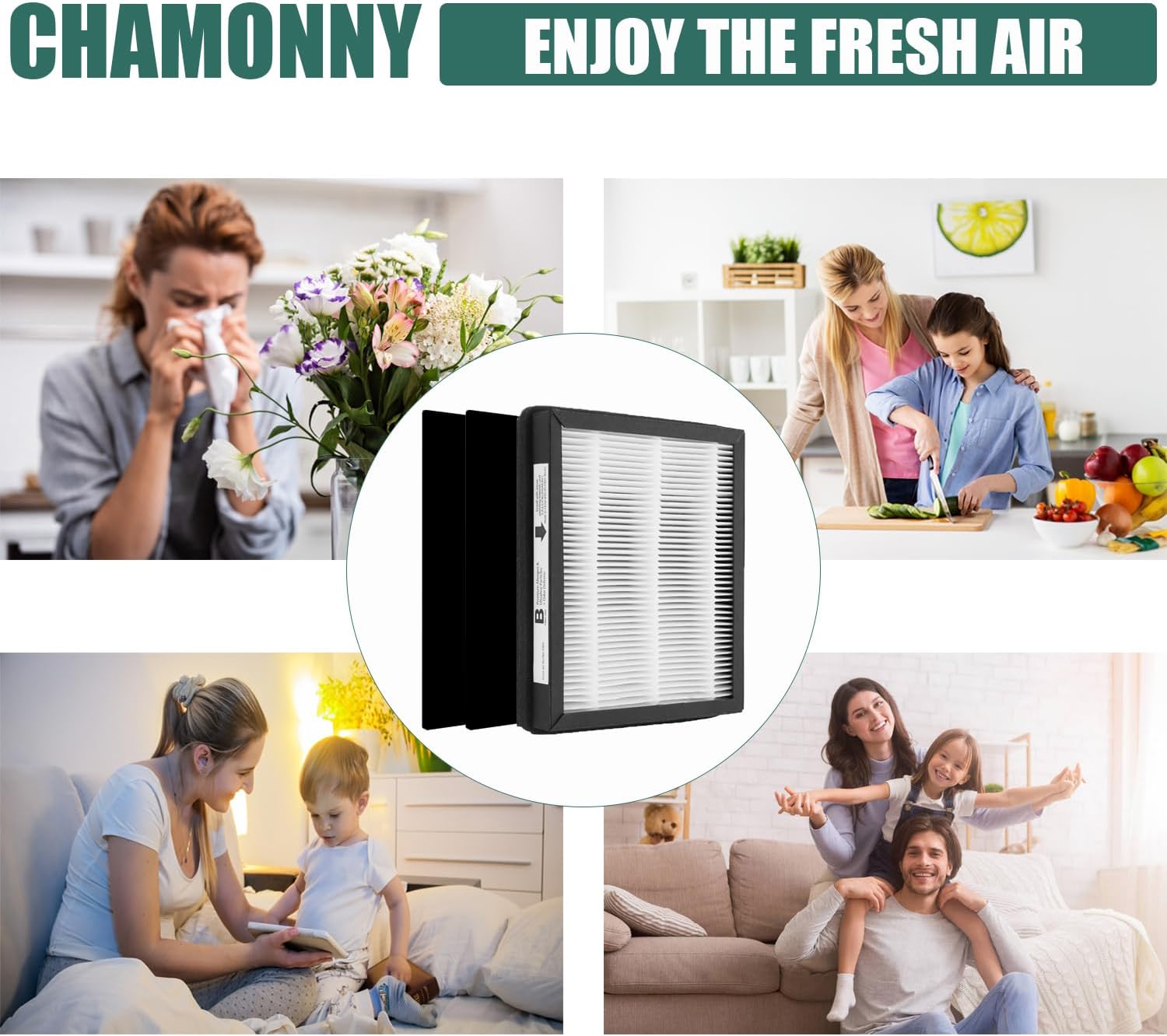 CHAMONNY IAF-H-100B True HEPA Idylis B – Filtro de repuesto tamaño B, compatible con purificadores de aire Idylis IAP-10-150, IAP-10-125, AC-2125,