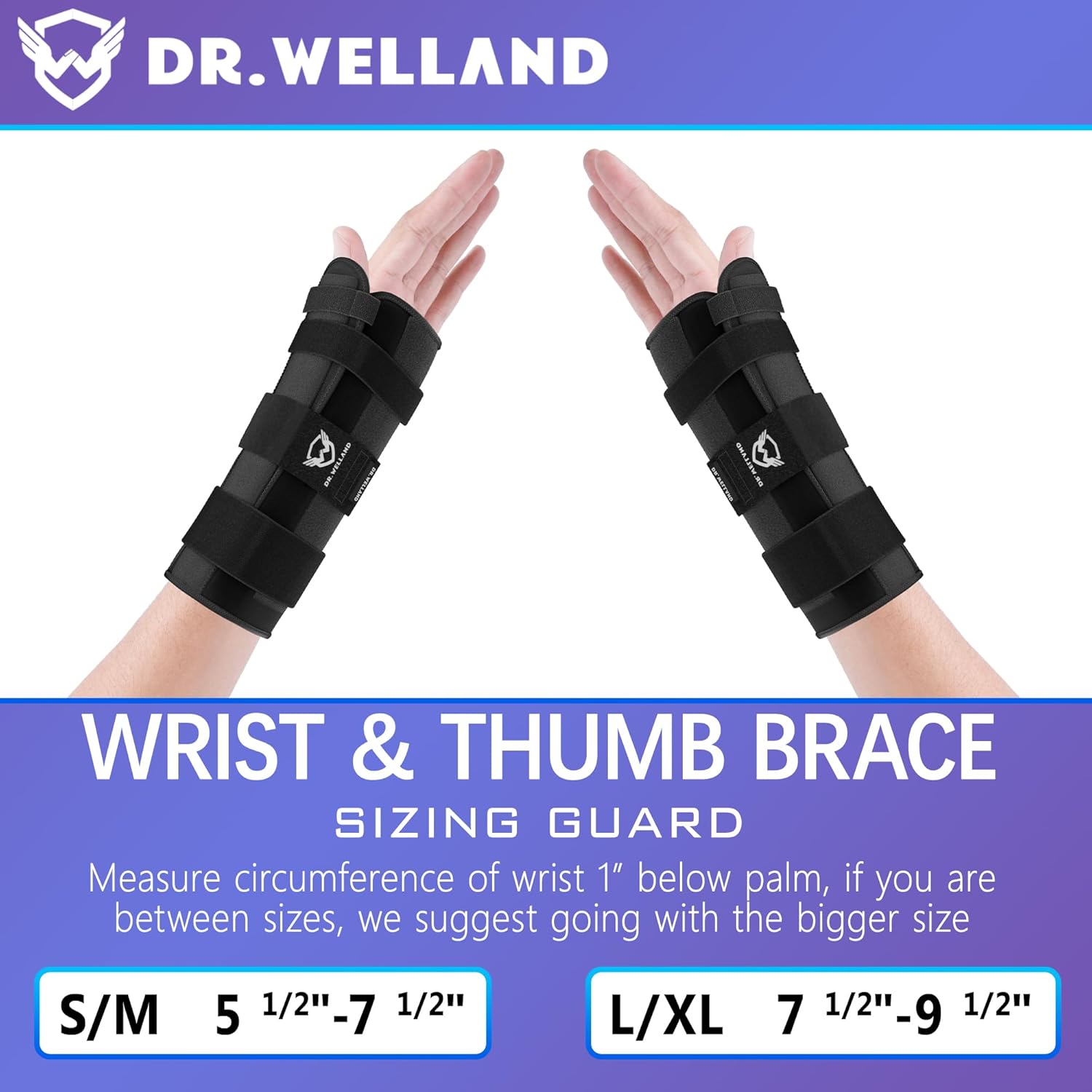Dr.Welland Muñequera con férula espica para el pulgar, soporte de noche ajustable para pulgar y muñeca para artritis, túnel carpiano, ligamento