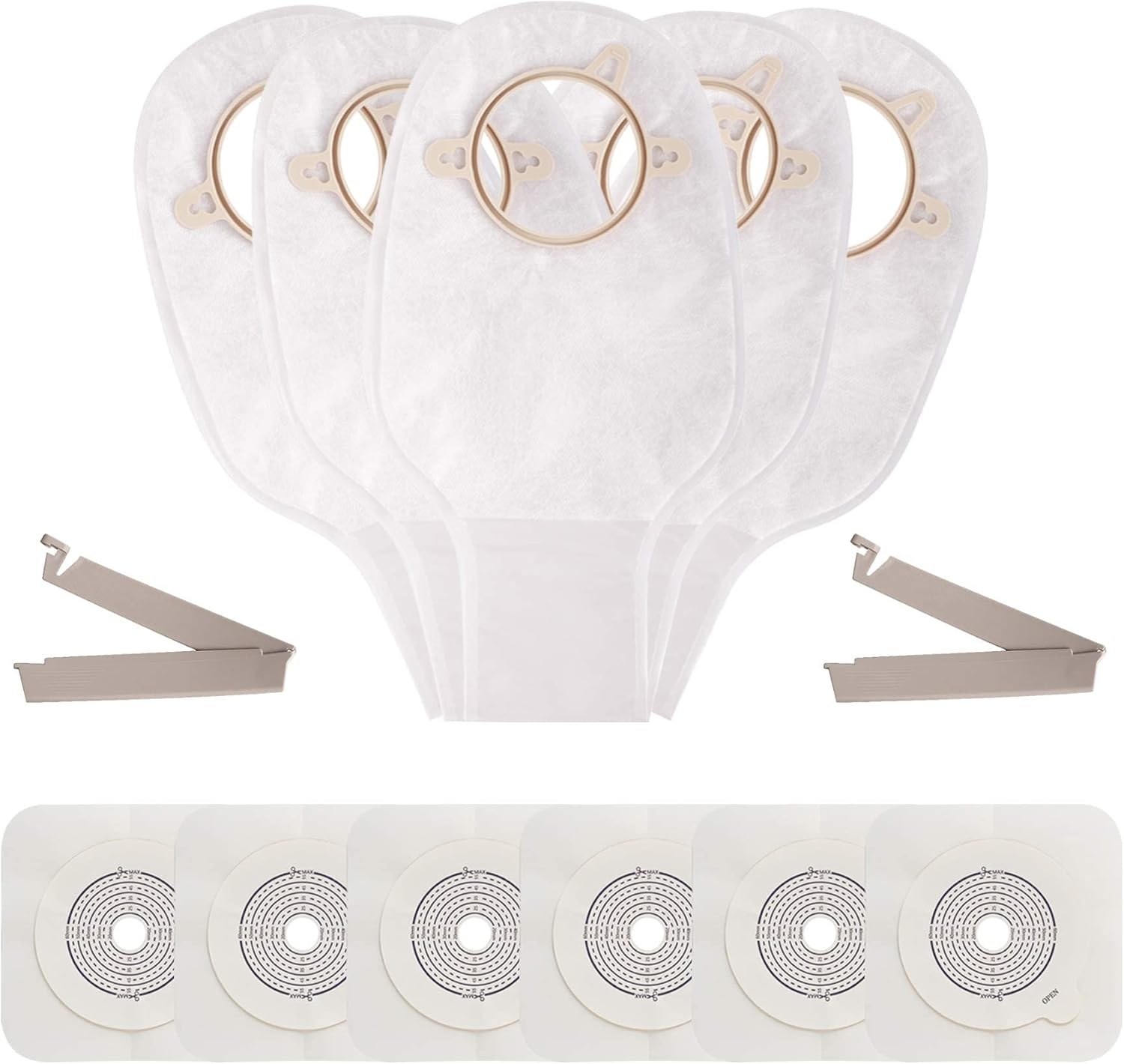 21 bolsas de ostomía, suministros de ostomía, bolsa de ostomía drenable de dos piezas para el cuidado del estoma de ileostomía, cortada a medida (15