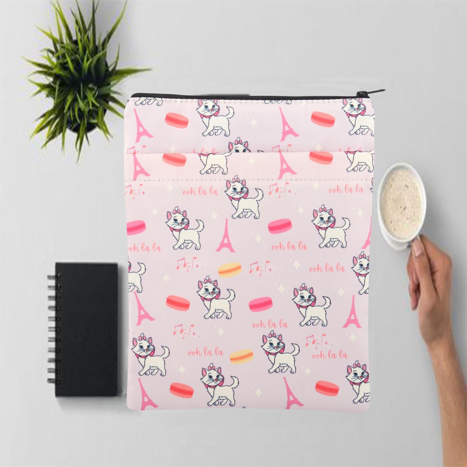 MAOFAED Mercancía de película de dibujos animados con cremallera para gatos, protector de libro, regalo para fanáticos del cine y novia (Marie ooh
