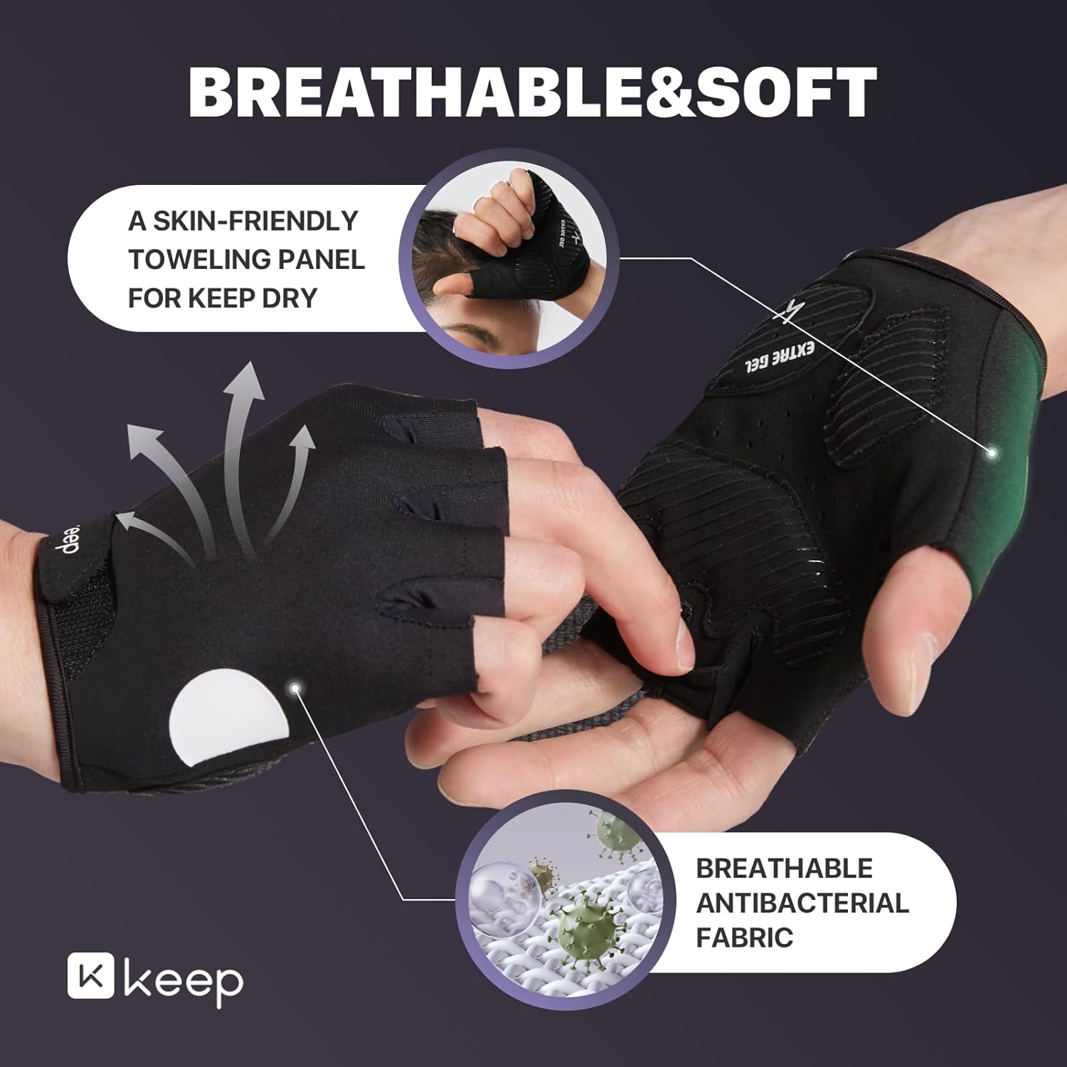 KEEP Guantes de entrenamiento para mujeres y hombres, guantes sin dedos para levantamiento de pesas, ciclismo, entrenamiento, fitness, dominadas,