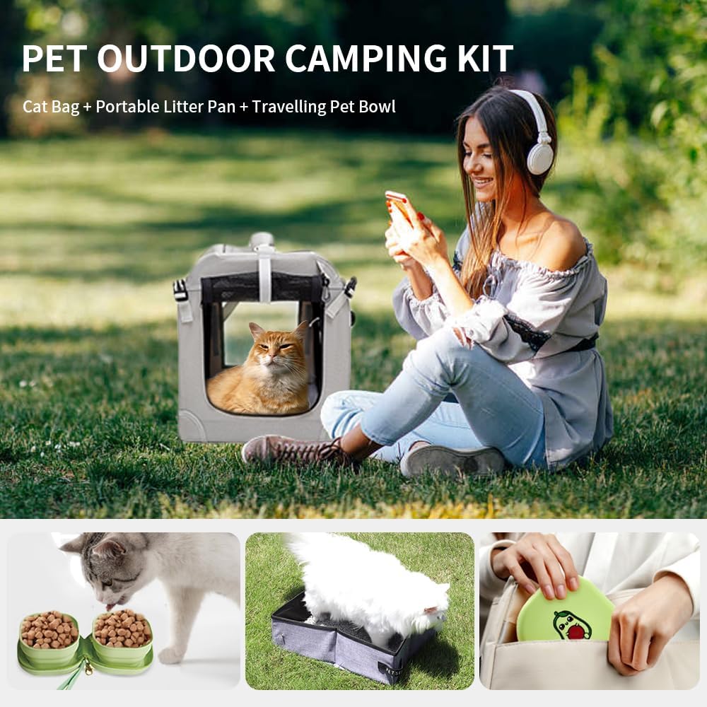 Transportador extragrande para gatos y gatos, plegable, de lados suaves, para perros pequeños y medianos, 24 x 16.5 x 16 pulgadas, plegable,