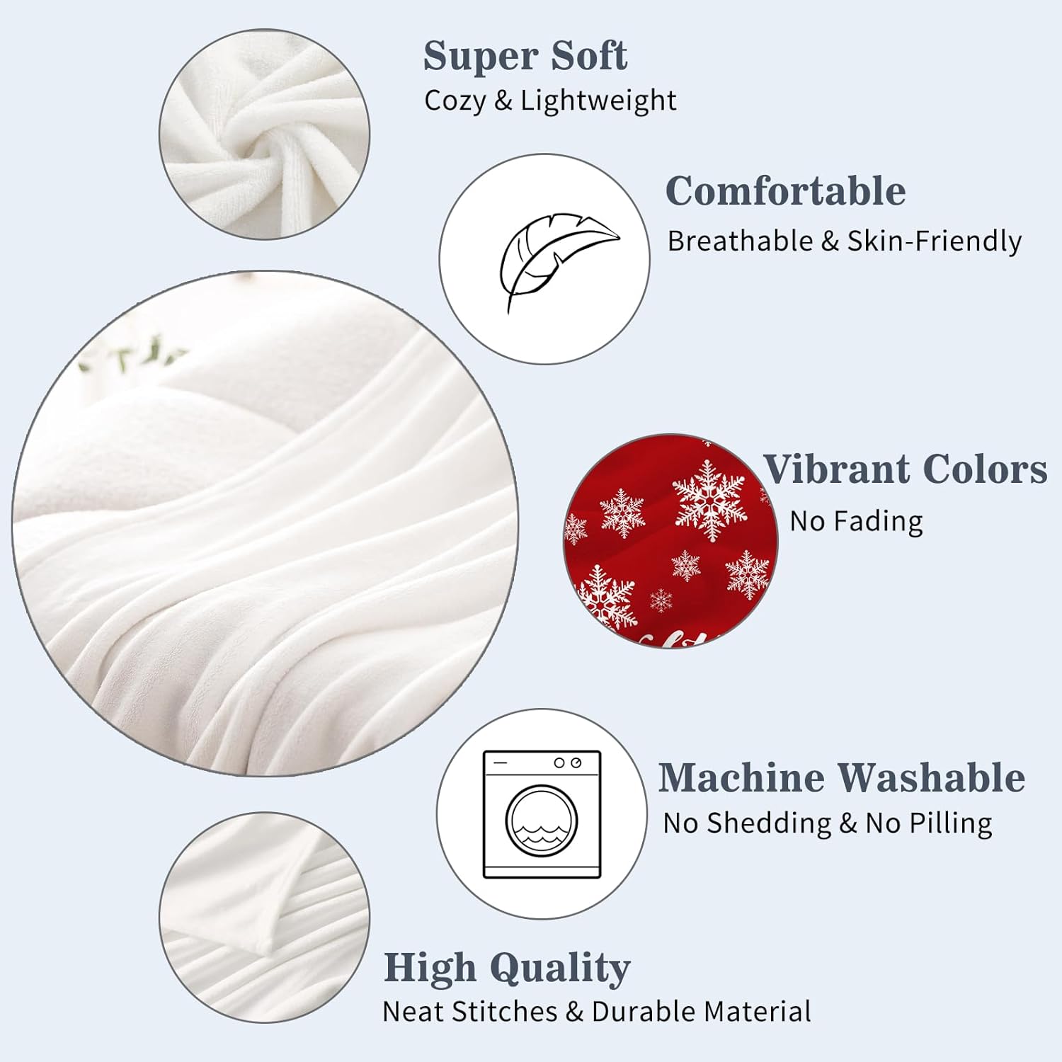 Neatee Living Manta decorativa de Navidad, tamaño individual, manta de invierno de Navidad con copos de nieve para sofá cama, manta suave y ligera