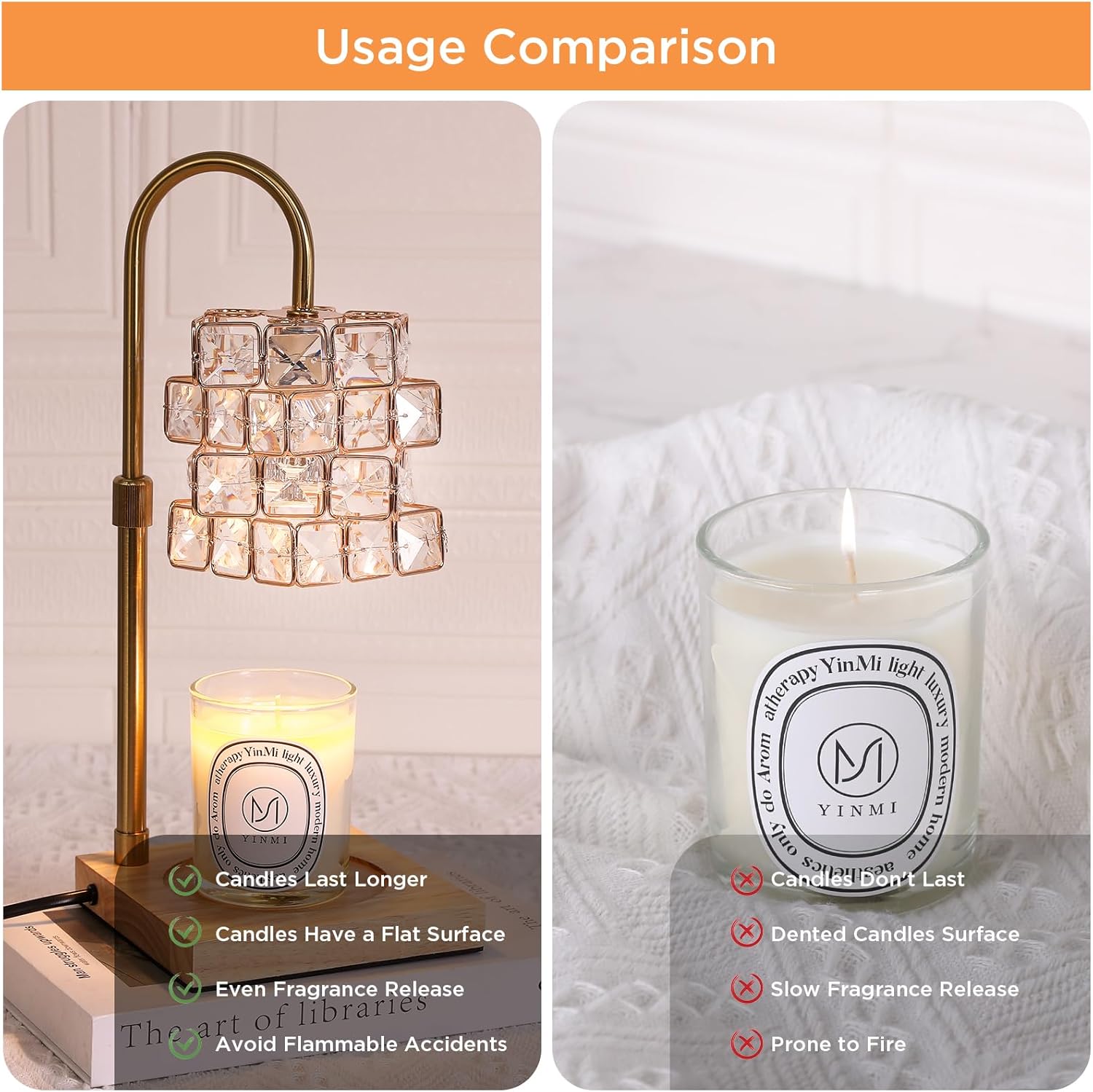 STARNOONTEK Lámpara calentadora de velas, atenuador de 4 engranajes y calentador de velas eléctrico de altura ajustable con 2 bombillas, compatible