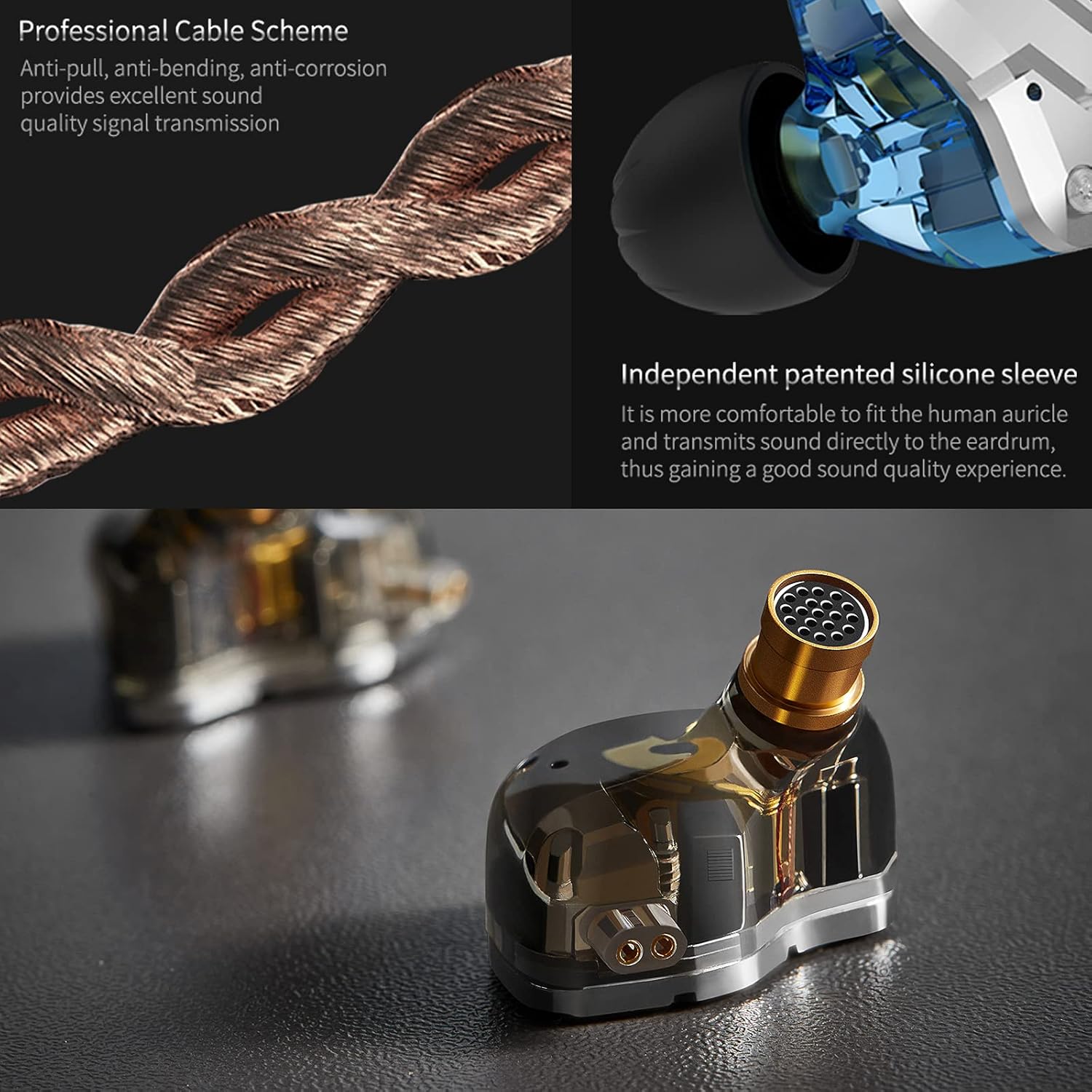 KZ ZS10 Pro – Auriculares con monitor de oído, auriculares de metal 4BA 1DD, auriculares de bajo de alta fidelidad IEM con cable C desmontable de 2
