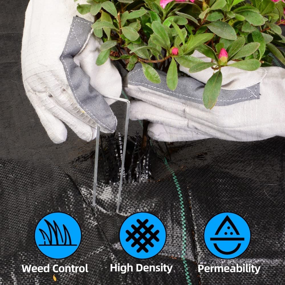 LAVEVE Tela de barrera de malezas de alta resistencia de 4 x 300 pies 3.2 oz Premium Heavy Duty Gardening Control Mat Weed Mat cubierta de suelo