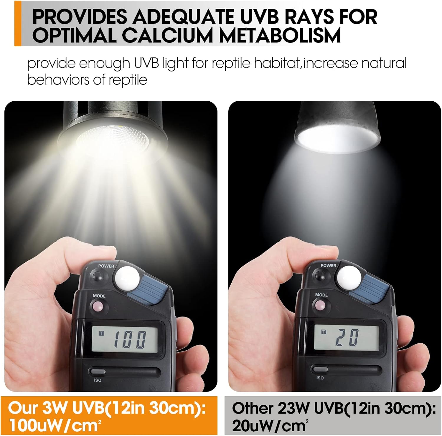 Luz de reptil UVB 5.0 de alta calidad, UVA UVB 3W espectro completo tropical, bombilla UVB para un metabolismo óptimo del calcio, ideal para