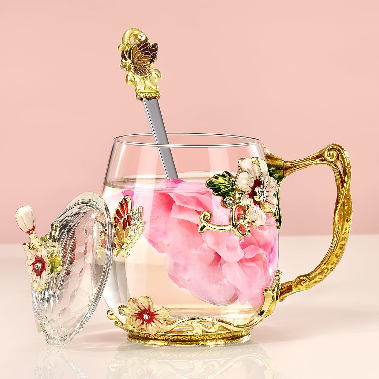 Wisolt Regalos de cumpleaños para mujeres, regalos para el día de la madre, taza de té de vidrio esmaltado, regalos para ella, mamá, abuela,