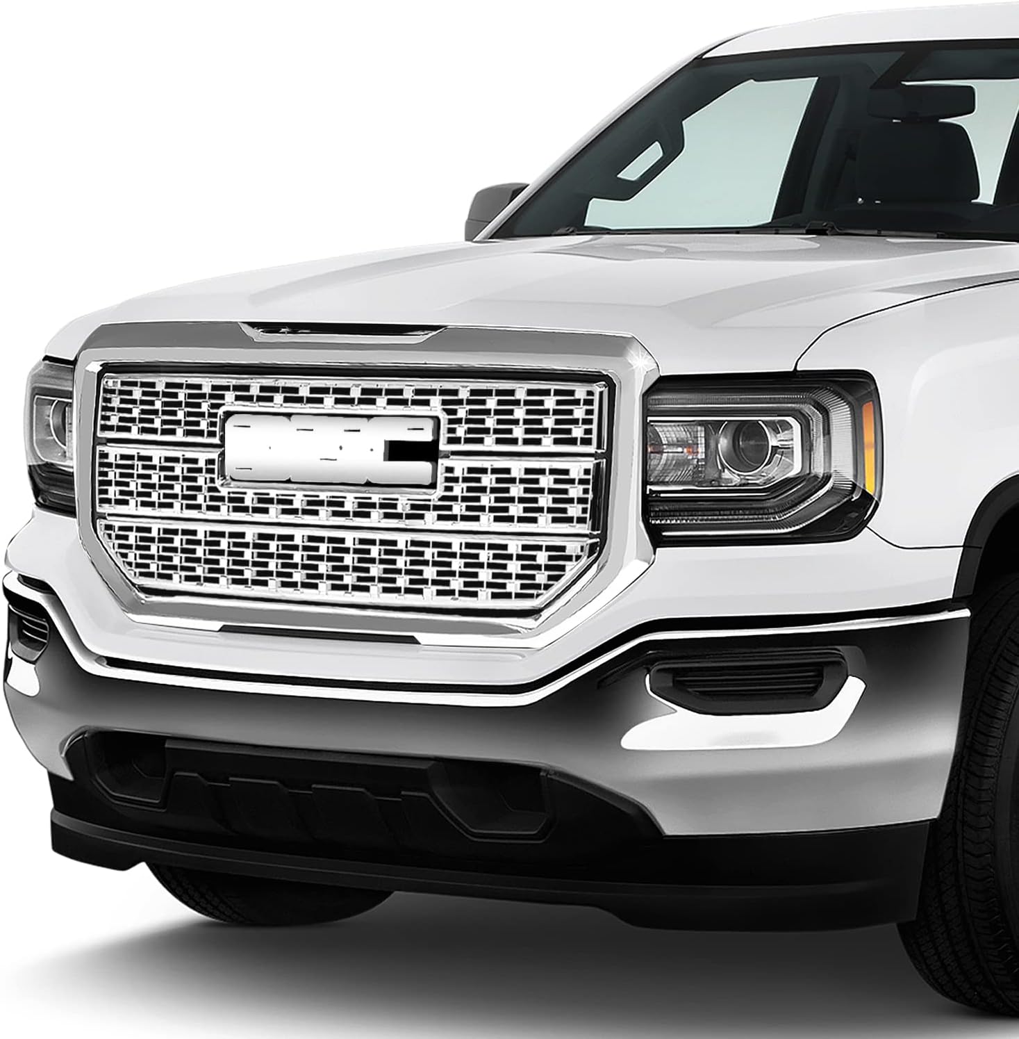 DNA Motoring GRLDDENL-GMCSIE16-CH – Rejilla de parachoques delantero ABS negro compatible con GMC Sierra 1500 16-18