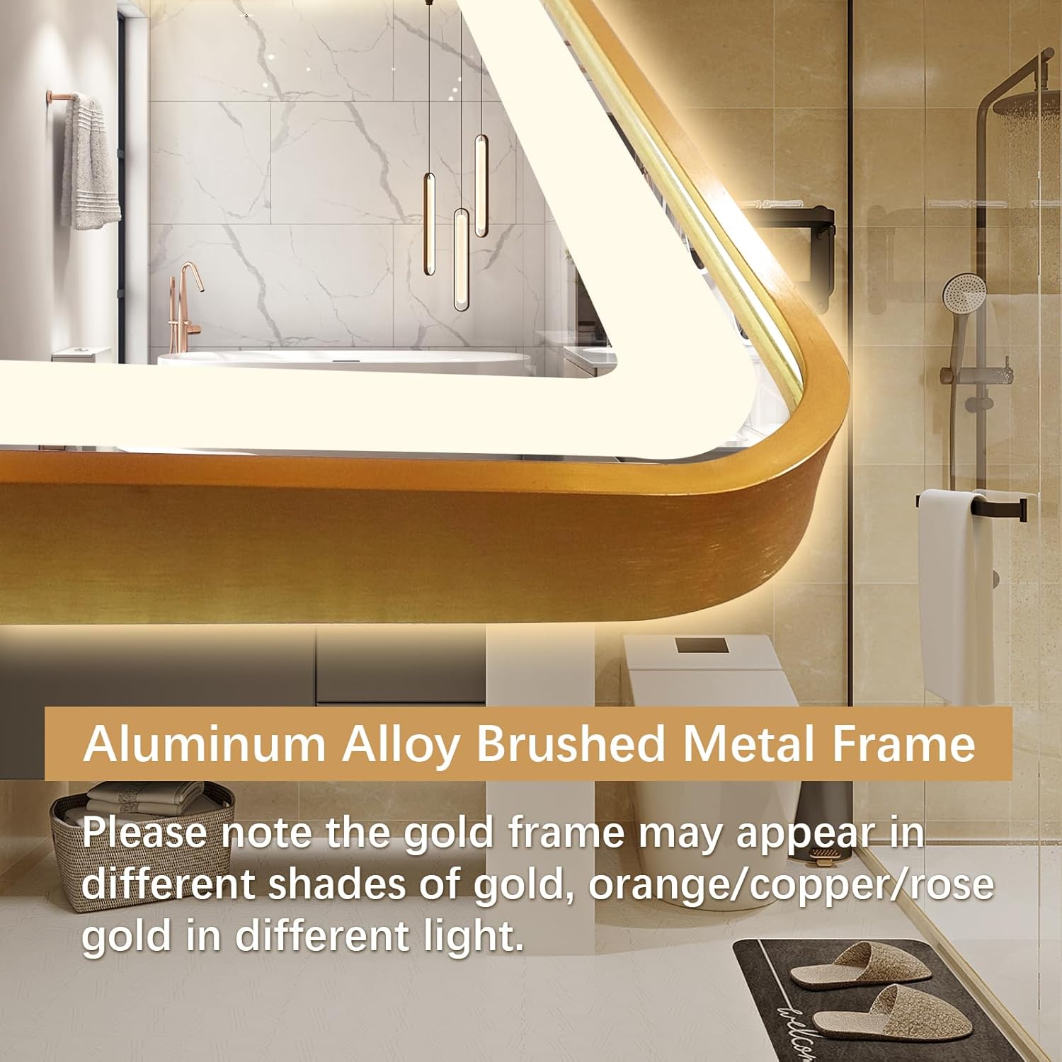 Espejo de baño LED, espejo rectangular de 36 x 28 pulgadas, espejo de pared antivaho con luz cálida  natural  blanca ajustable de 3 colores, 6000 K