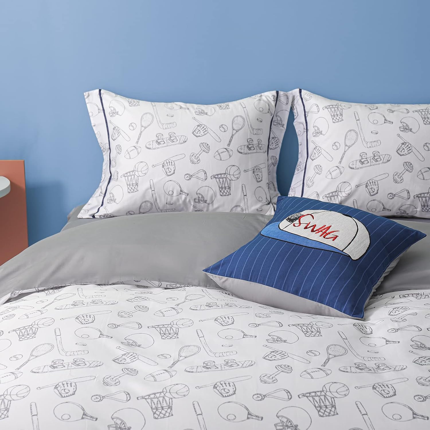 Simple&Opulence Funda de edredón 100% algodón orgánico para niños y adolescentes, funda de edredón suave de 3 piezas con cierre de cremallera, juego