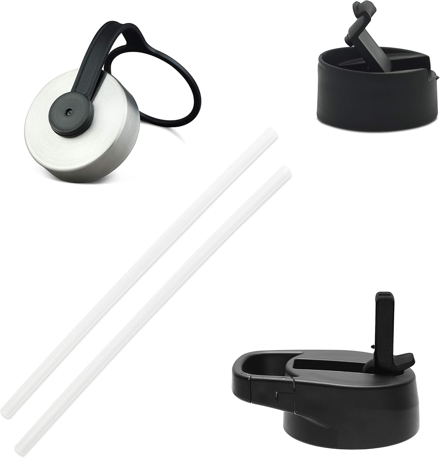 IRON FLASK Botella de agua deportiva de 18 onzas, 3 tapas (tapa con popote), a prueba de fugas, acero inoxidable, para gimnasio y deportes, para