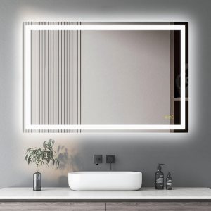CITYMODA Espejo LED de 24 x 36 pulgadas para baño, antiniebla, 3 colores, regulable, iluminado para montar en la pared, espejo de baño con luces CITYMODA Espejo LED de 24 x 36 pulgadas para baño, antiniebla, 3 colores, regulable, iluminado para montar en la pared, espejo de baño con luces
