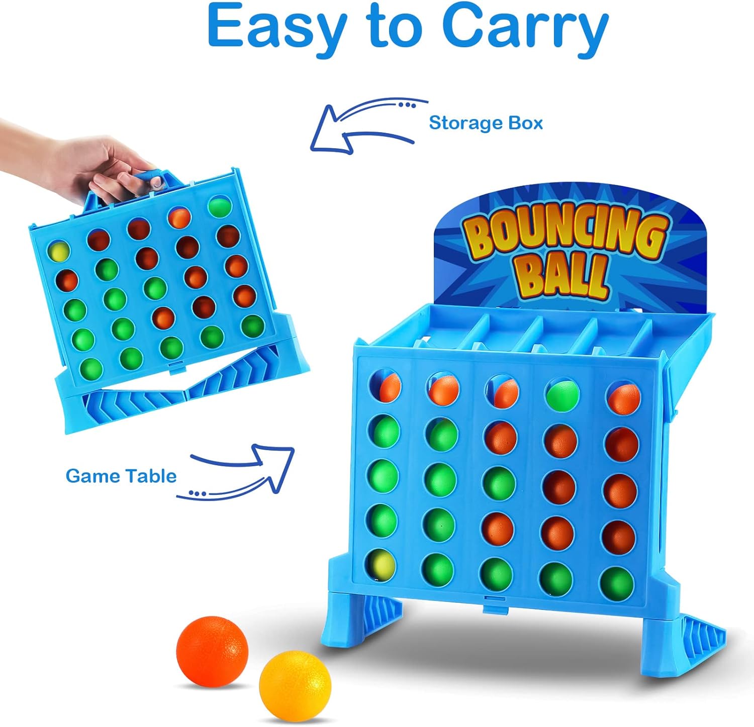 Linking 4 Shots Game, Bounce Off Party Game Jumping Ball Tabletop Game for Kids, 4 in a Row Parent-Child Interaction Board Game Educational Toy for