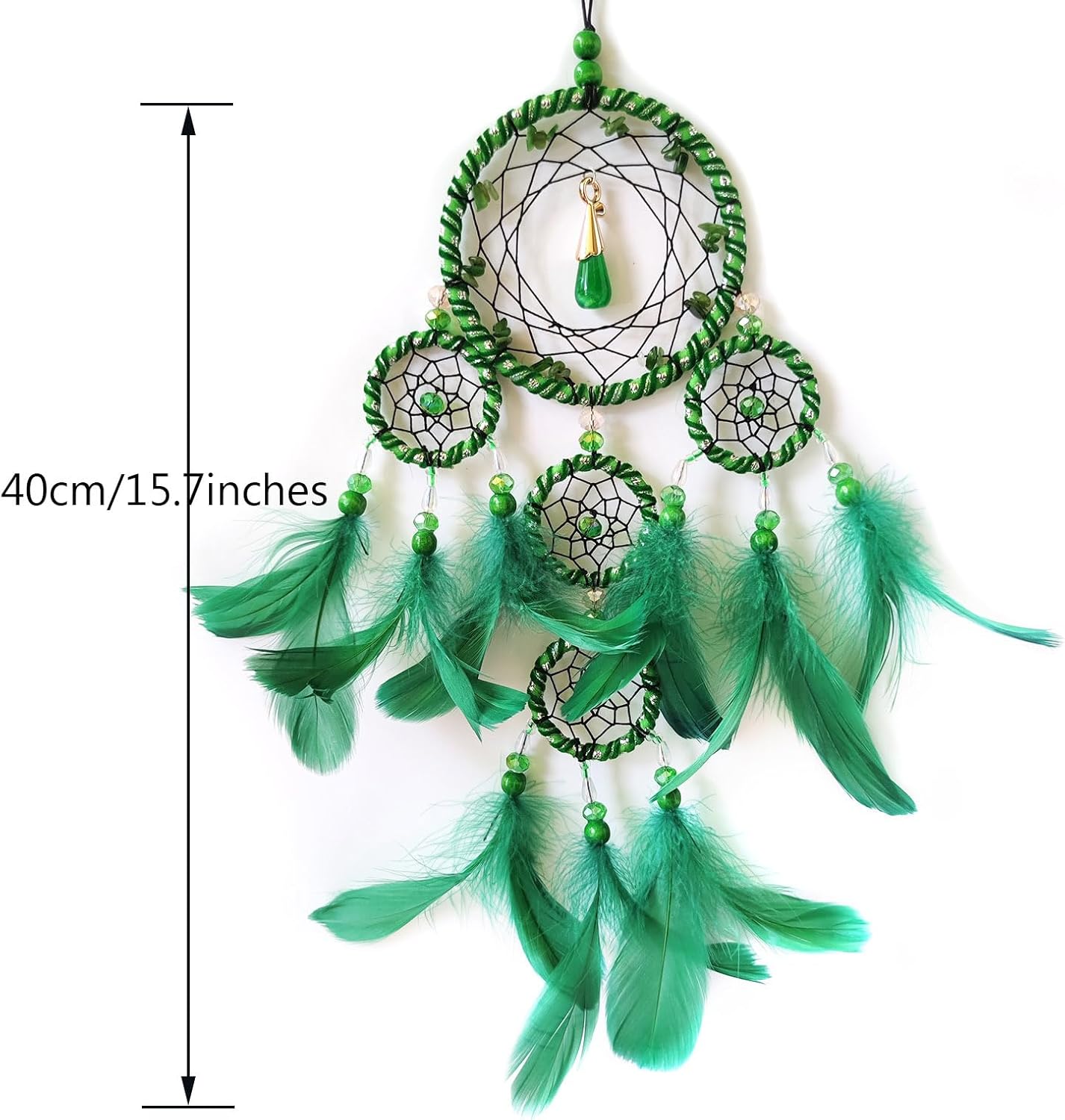 SOYUZU Atrapasueños pequeños verdes para dormitorio, atrapasueños de plumas para adultos, atrapasueños para colgar en la pared, regalos de bendición