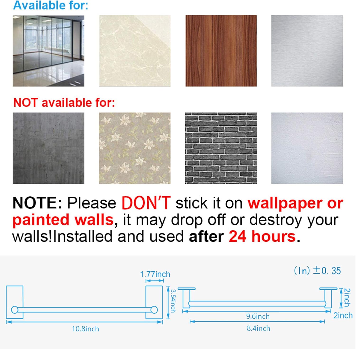 NearMoon toallero de barra autoadhesivo de acero inoxidable para baño, soporte para colgar toallas en la pared, estilo contemporáneo, sin