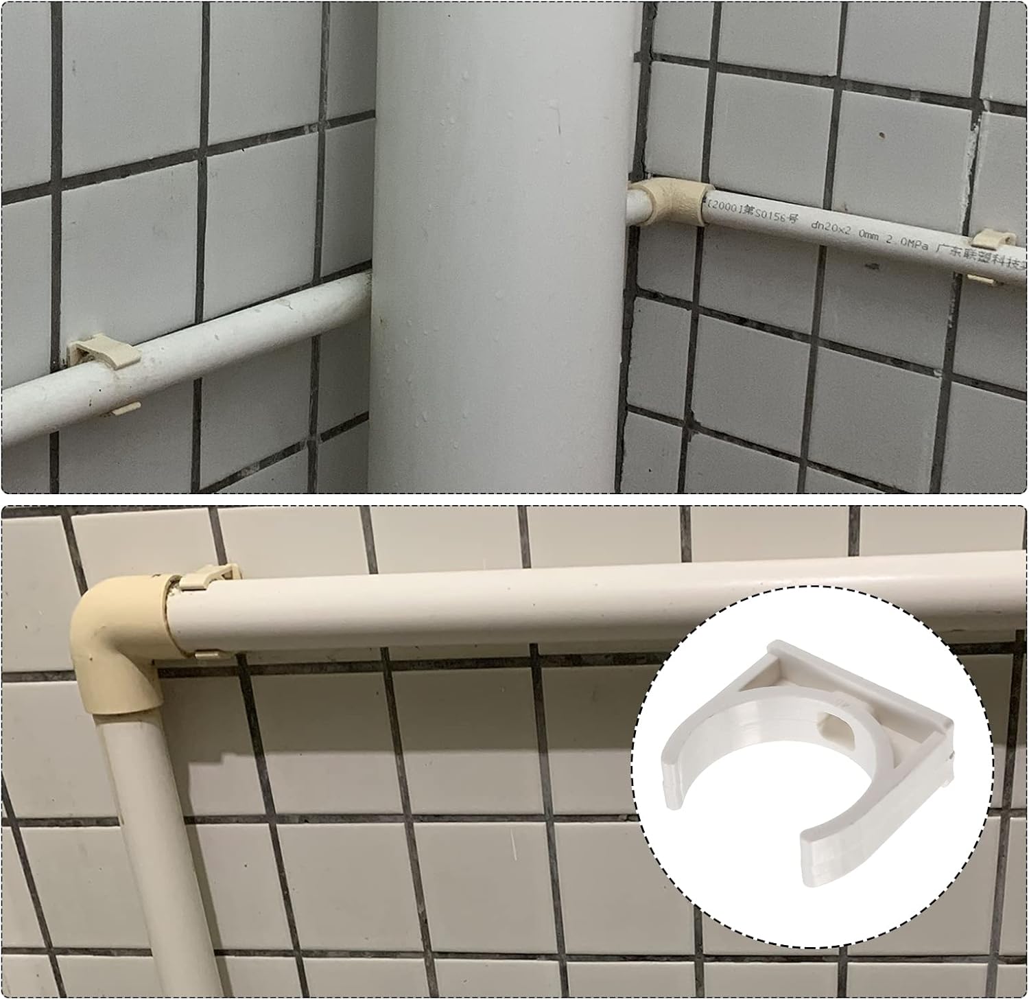 Clips de tubo de agua de PVC (1.575in1.57 pulgadas), 20 unidades, abrazaderas de plástico en forma de U, para manguera de tubería, suministro de