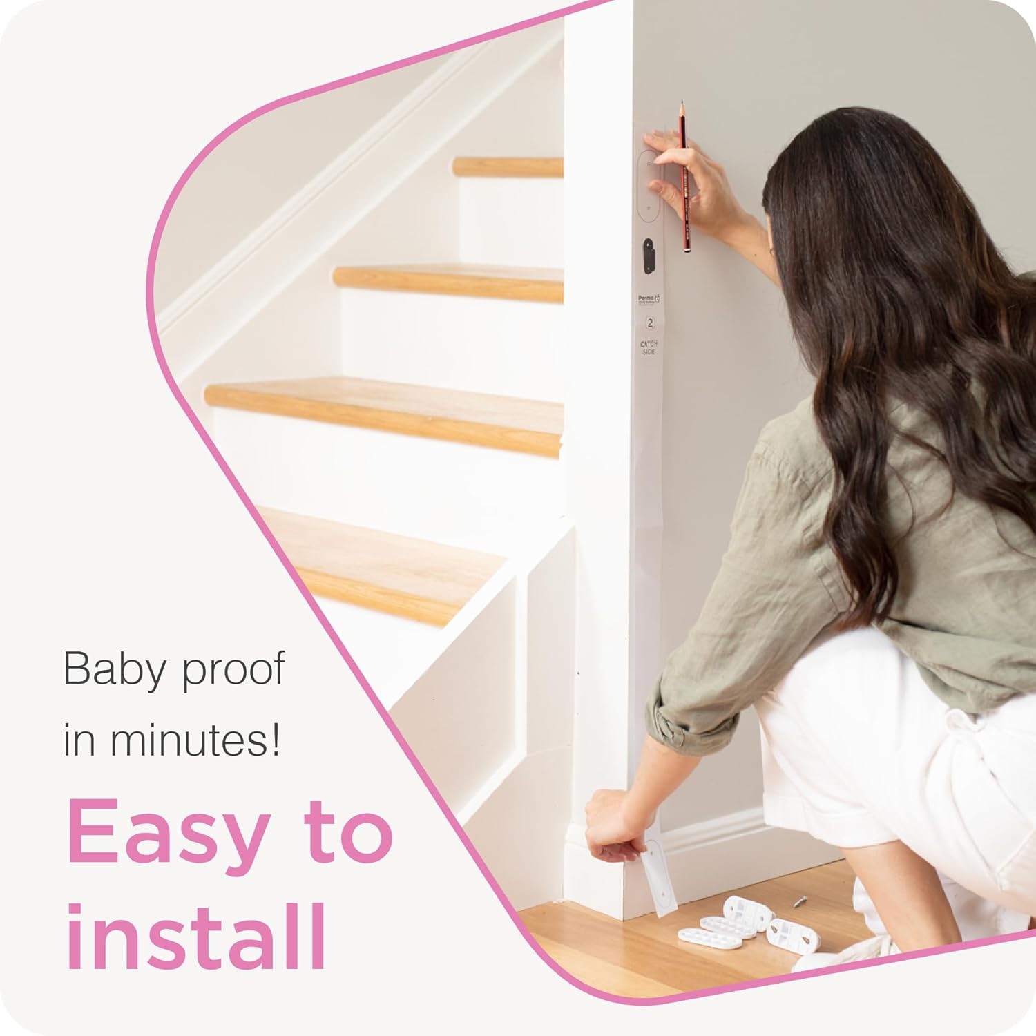 Puerta retráctil para bebé Perma Child Safety de 33 pulgadas de alto x 55 pulgadas de ancho, malla, para escaleras, puertas, perros, mascotas,