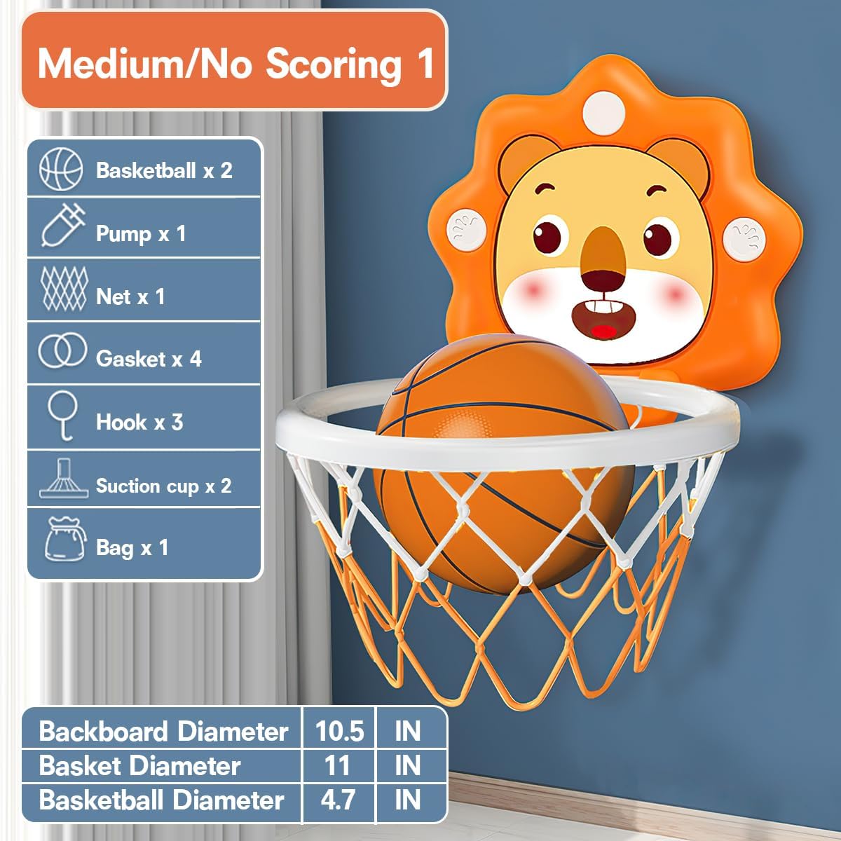 Mini aro de baloncesto para interiores para el dormitorio de los niños pequeños, altura ajustable, ahorro de espacio, regalo de cumpleaños de