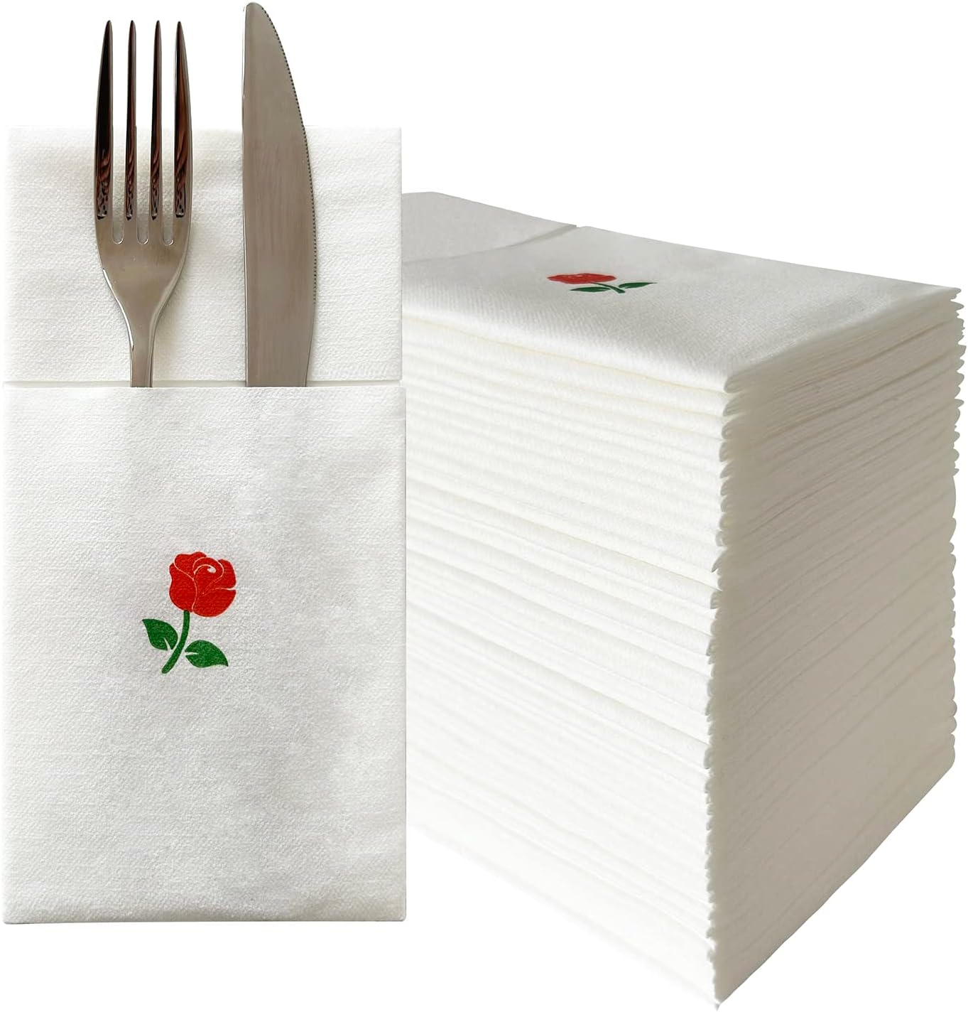 JINYUDOME Servilletas de cena desechables, elegantes servilletas desechables para bodas, servilletas decorativas de tacto de lino con bolsillo