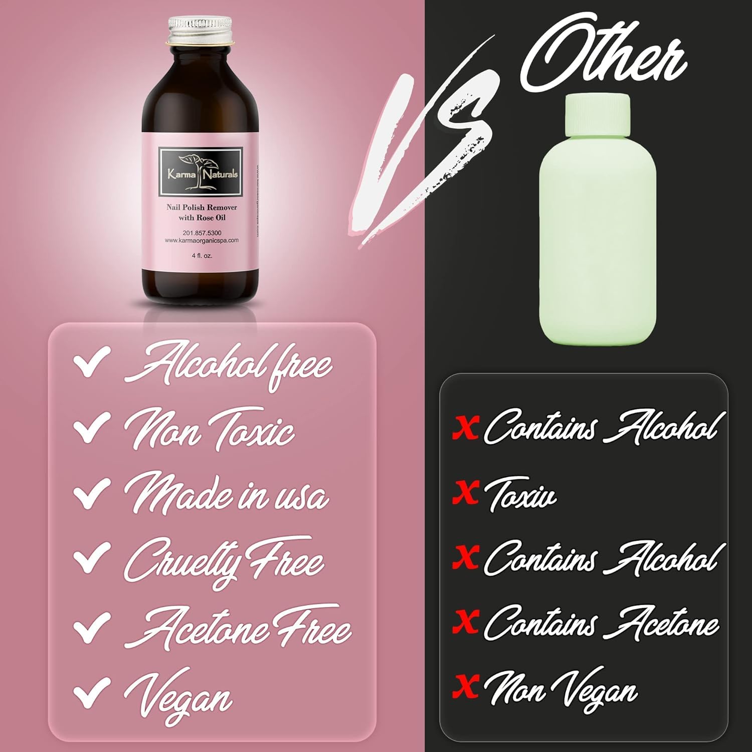 Karma Organic Paquete de removedor de esmalte de uñas, incluye lavanda natural, aceite de rosa, flor de naranja y removedor de esmalte de uñas de