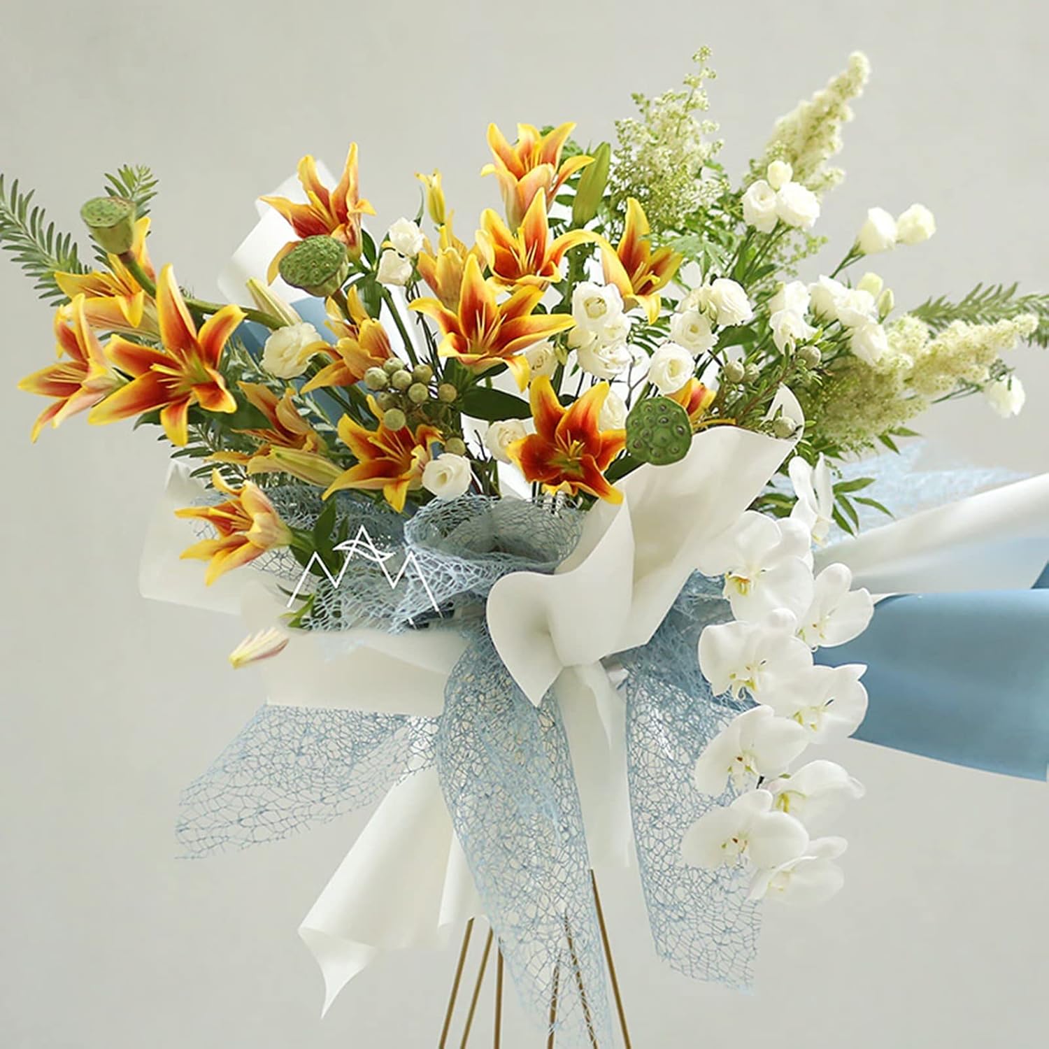 Papel de regalo floral calado de malla jacquard coreano, 1 rollo de suministros de floristería, papel de envoltura de ramo de flores, suministros
