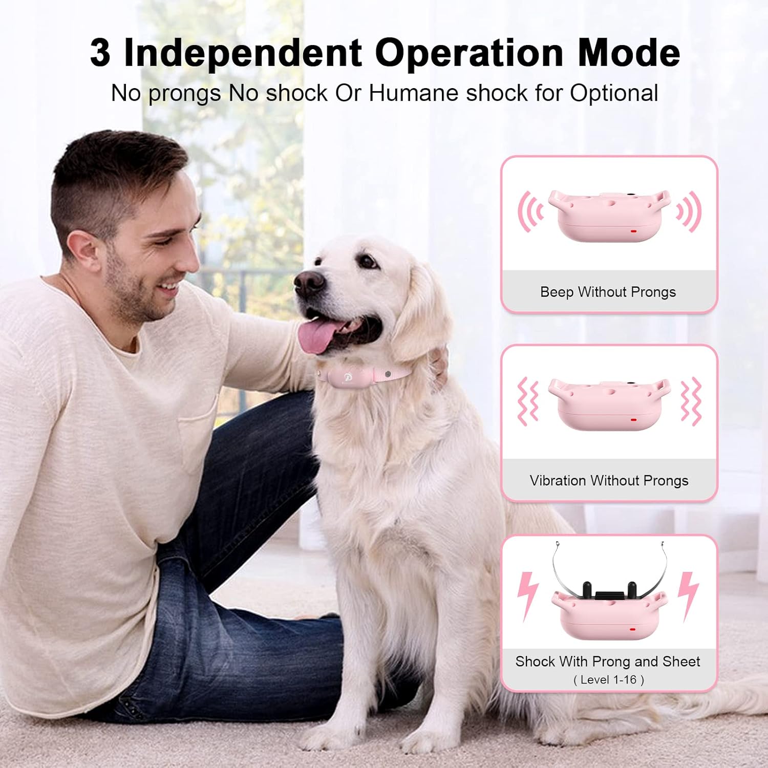 Bousnic Collar de entrenamiento para perros con control remoto, collar de choque de perro de 1000 pies para perros pequeños, medianos y grandes,
