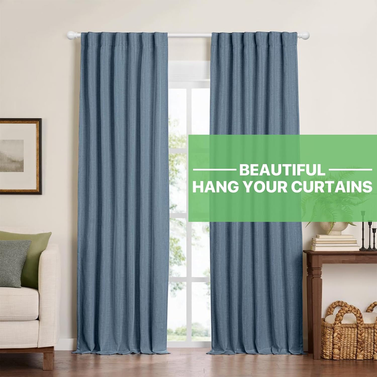Barras de cortina blancas para ventanas de 28 a 62 pulgadas, juego de barras de cortina ajustables con soportes de fácil instalación, barra de
