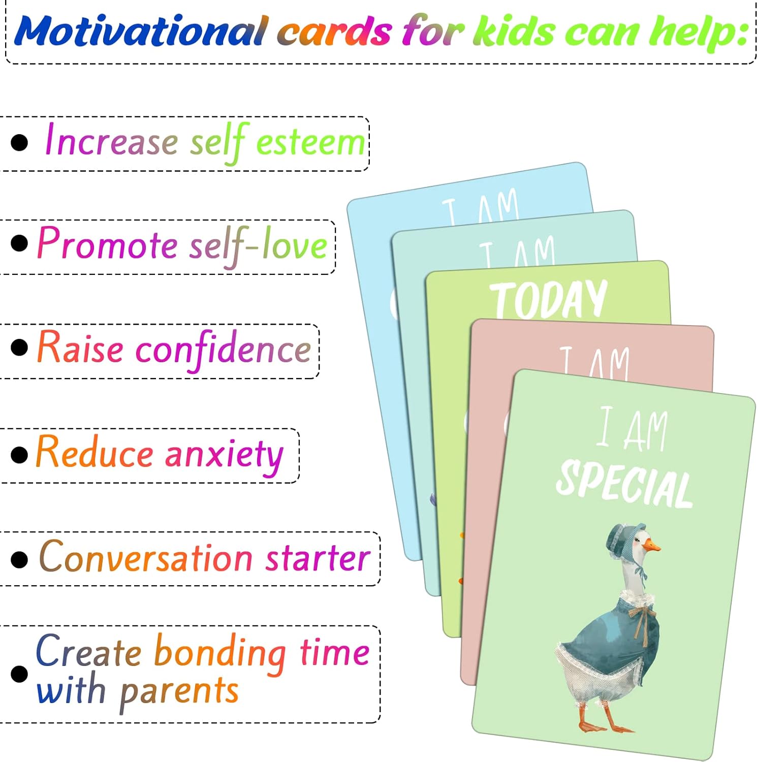Juego de 50 tarjetas de afirmación positiva para niños pequeños, tarjetas de afirmación motivacional, tarjetas didácticas, afirmaciones diarias