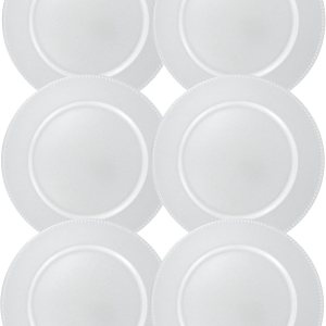 SHMIR – Platos de plástico plateados con bordes de cuentas de 13 pulgadas, placa de servicio redonda para el hogar, cocina, cena, fiesta, bodas, SHMIR – Platos de plástico plateados con bordes de cuentas de 13 pulgadas, placa de servicio redonda para el hogar, cocina, cena, fiesta, bodas,