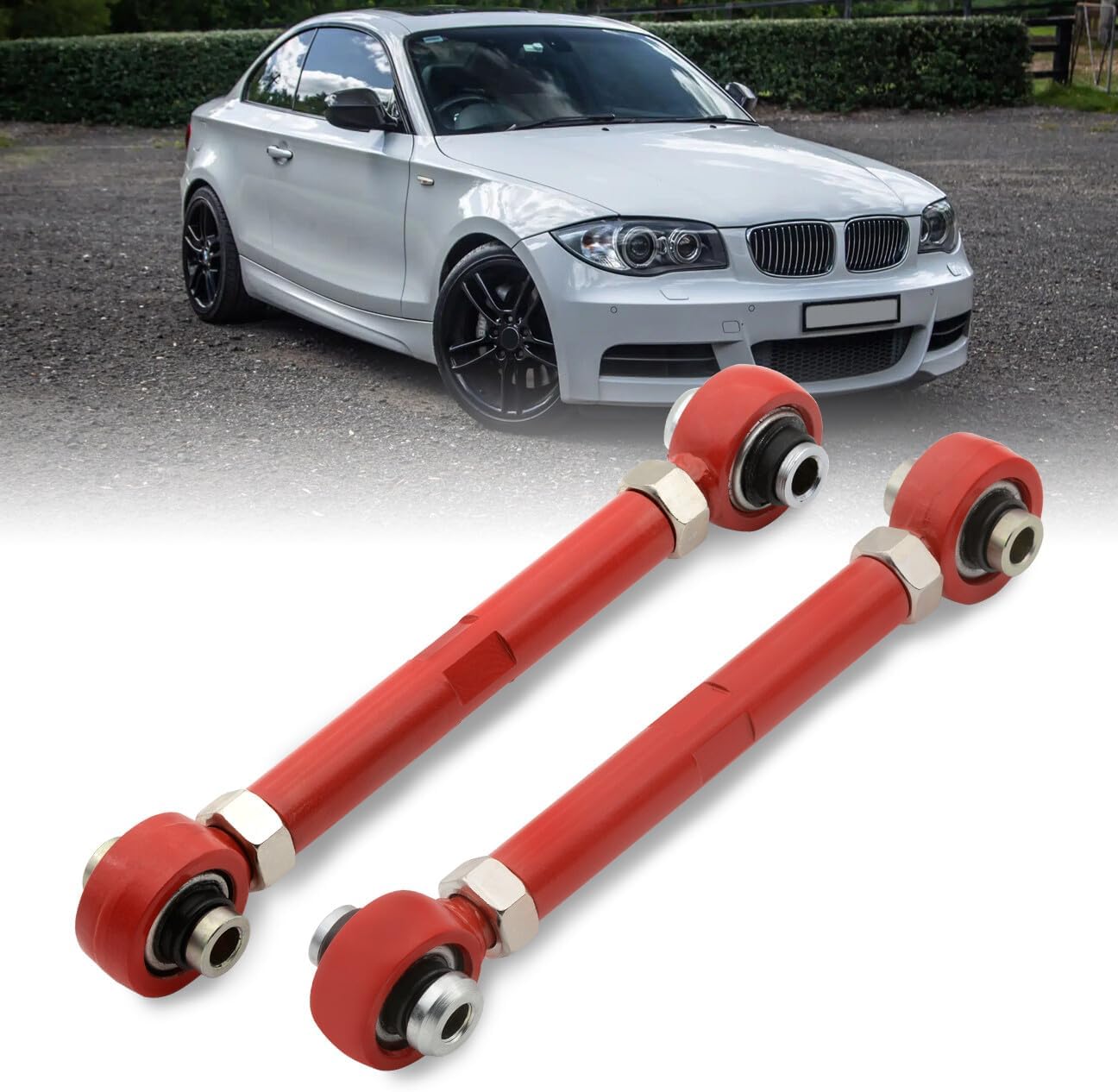 AJP Distributors Suspensión trasera brazos de control barra Camber kit rojo compatiblereemplazo para E90 E91 E92 E93 E82 E86 E88 1 3 Series RWD 2006