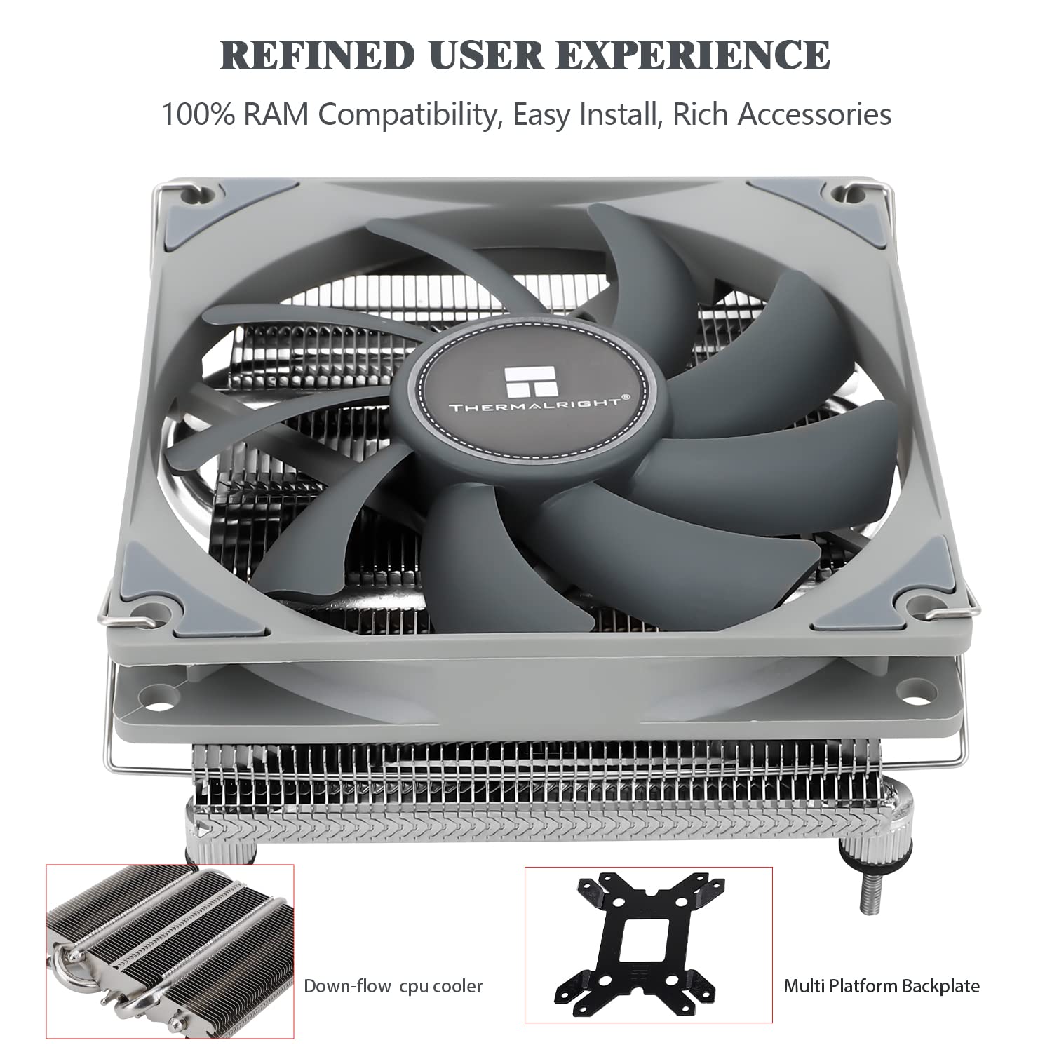 Thermalright AXP90-X36 Enfriador de aire de CPU de bajo perfil, altura de 1.417 in, ventilador PWM delgado TL-9015, tecnología AGHP, para AMD