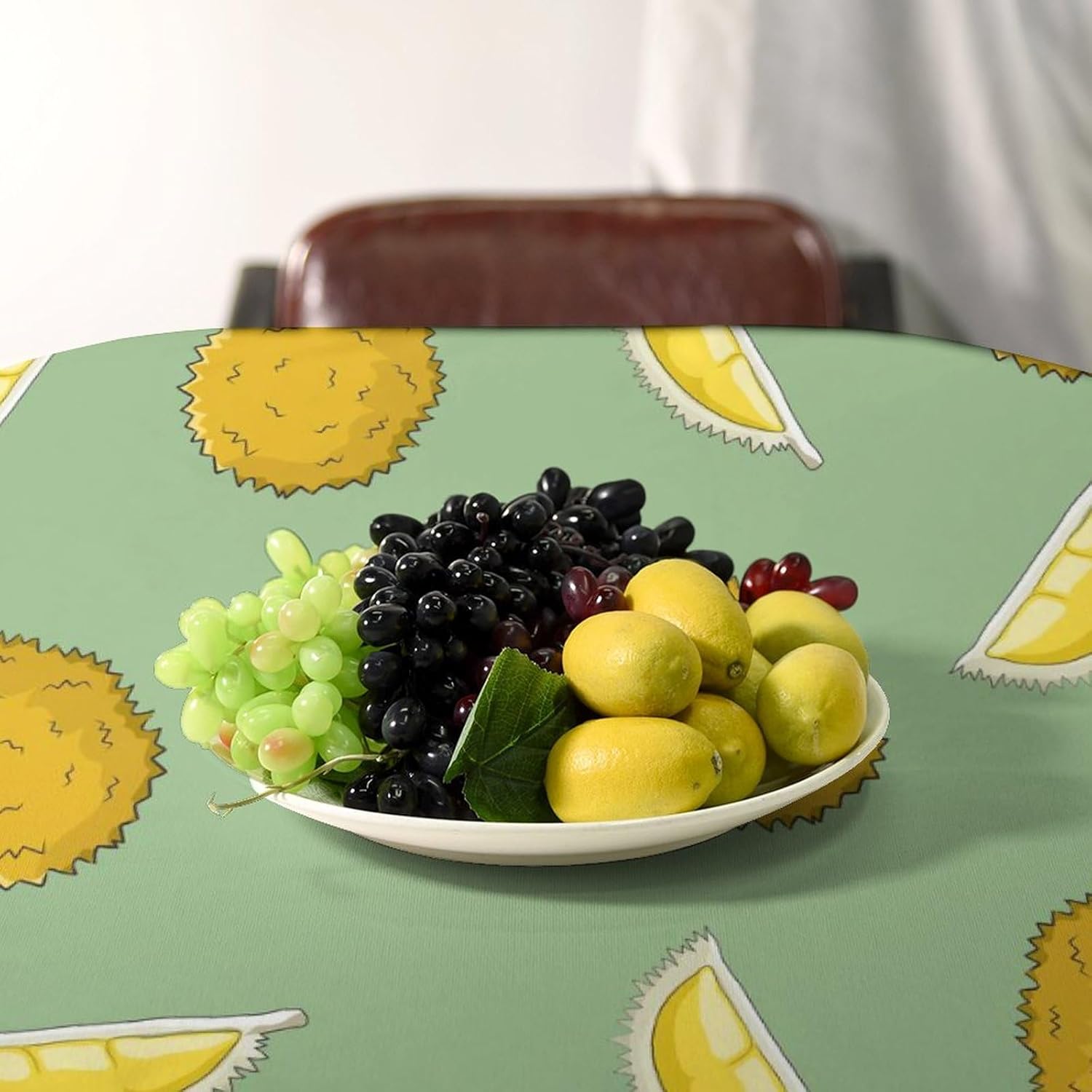 Mantel de picnic con estampado natural de frutas frescas, 55 x 55 pulgadas, manteles negros de tela para fiestas para comedor, cocina, decoración de